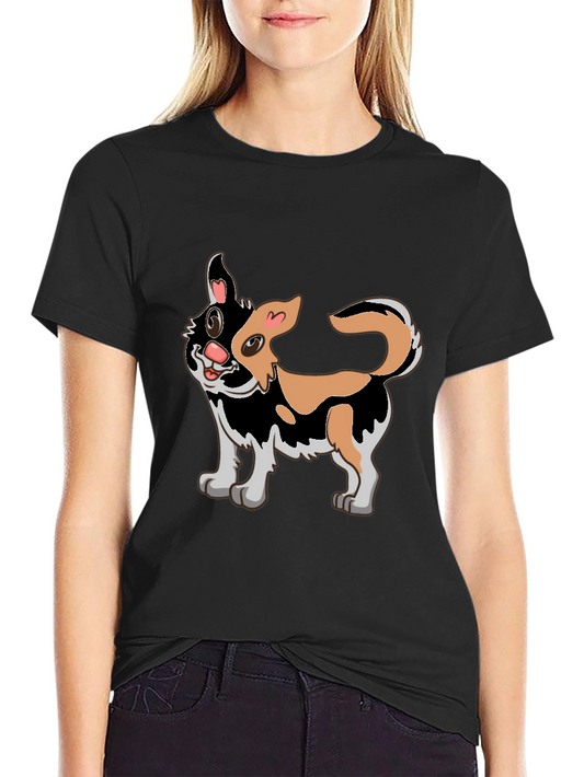 Cartoon Cat Graphic Black T-Shirt