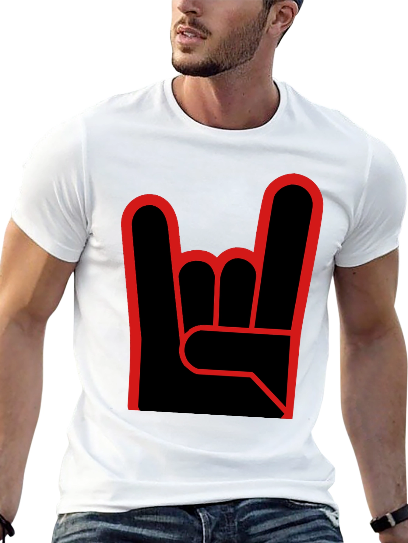 Rock On Graphic Tee - Black Cotton T-Shirt
