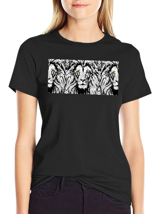 Lion Print Graphic Tee - Stylish Mens Black T-Shirt
