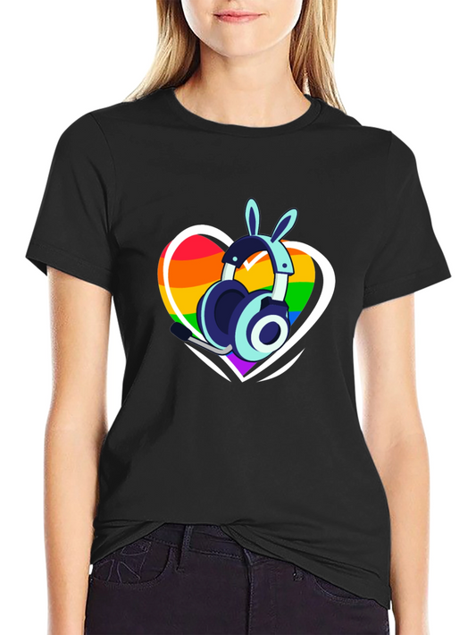 LGBTQ+ Heart Bunny Headphones T-Shirt