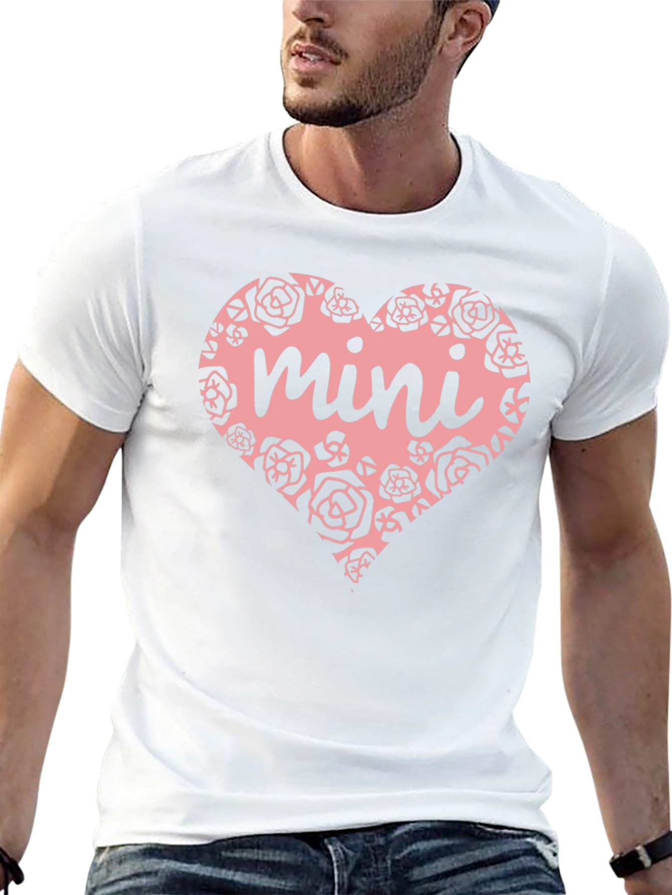 Mini Heart Rose Graphic Black T-Shirt