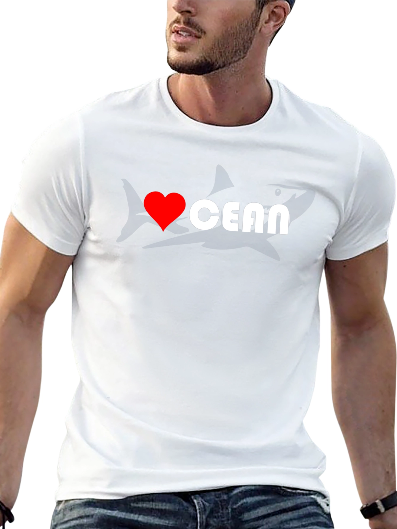 I Love Ocean T-Shirt - Shark Design
