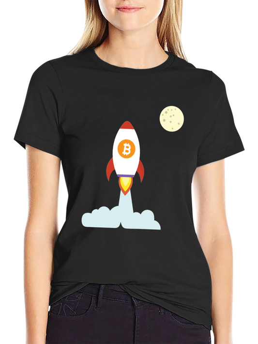 Bitcoin Rocket to the Moon Black T-Shirt