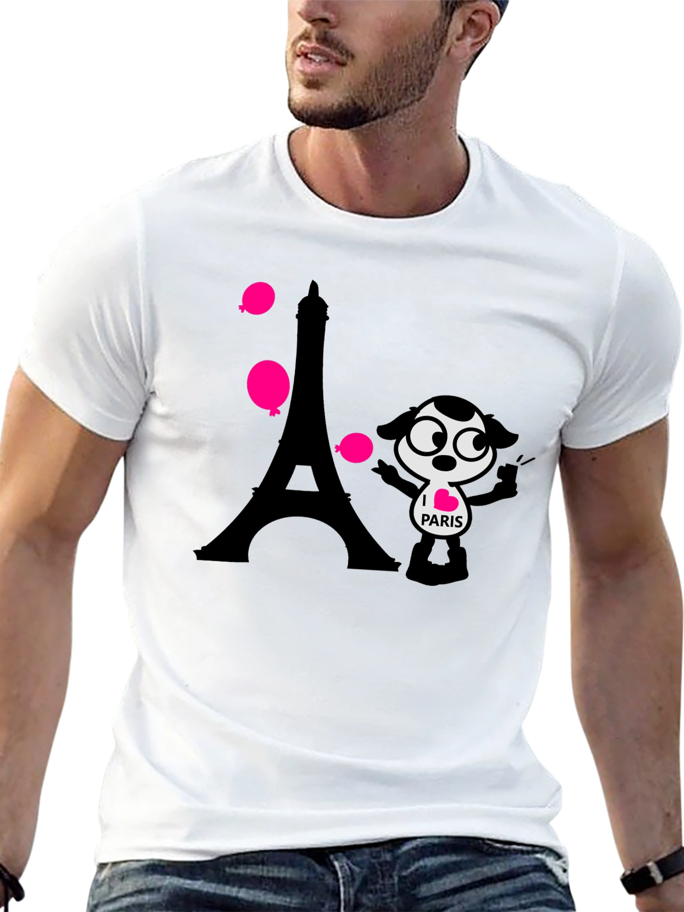 Paris Cartoon Graphic Tee - Black
