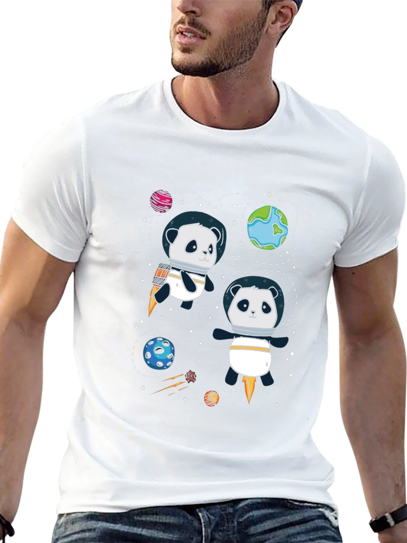 Space Panda T-Shirt - Cute Cartoon Graphic Tee