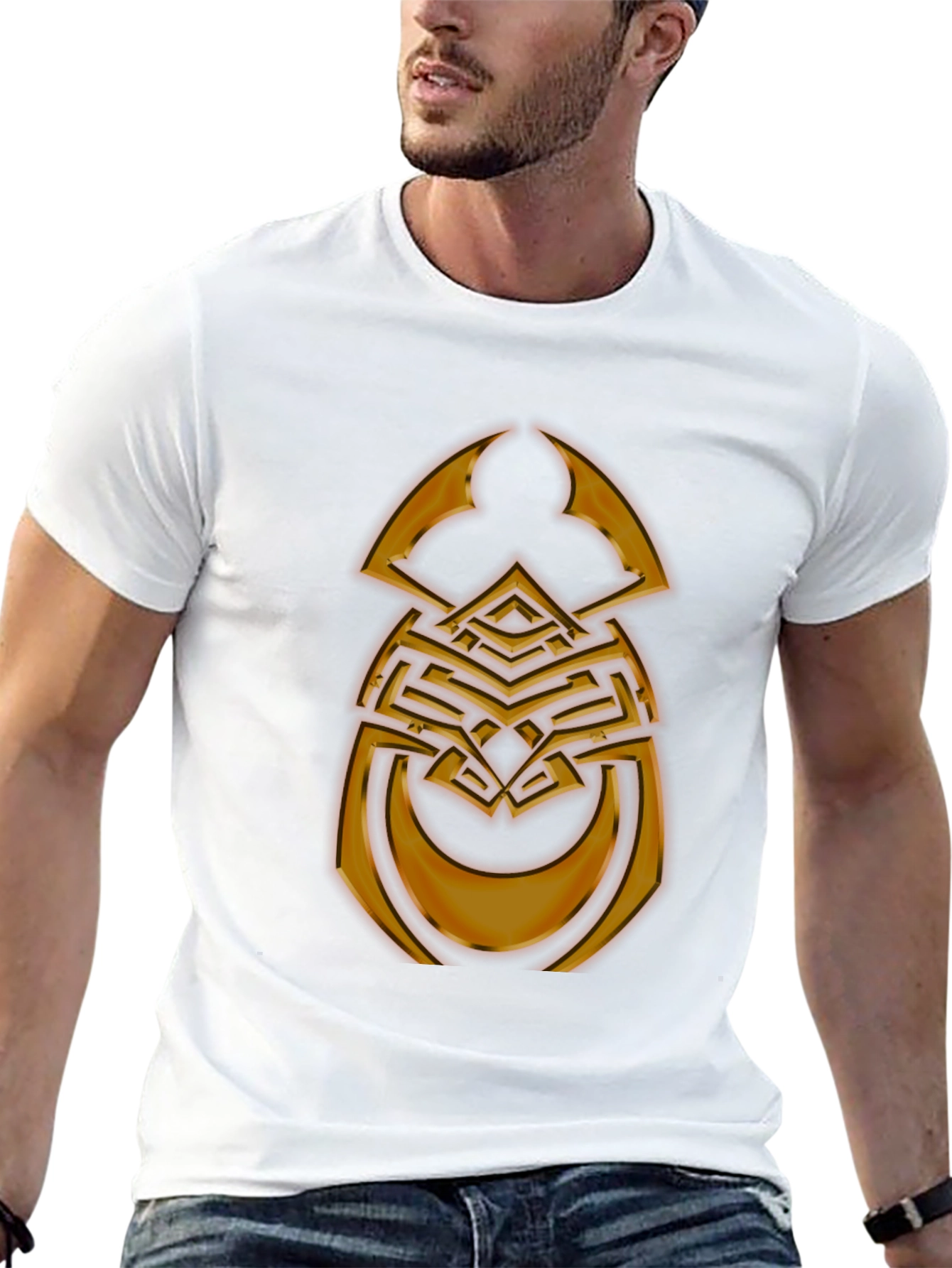 Maze Scarab T-Shirt - Gold Graphic Print
