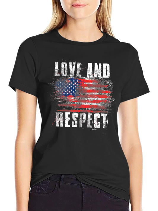 Love and Respect USA Flag Graphic Tee - Patriotic Shirt