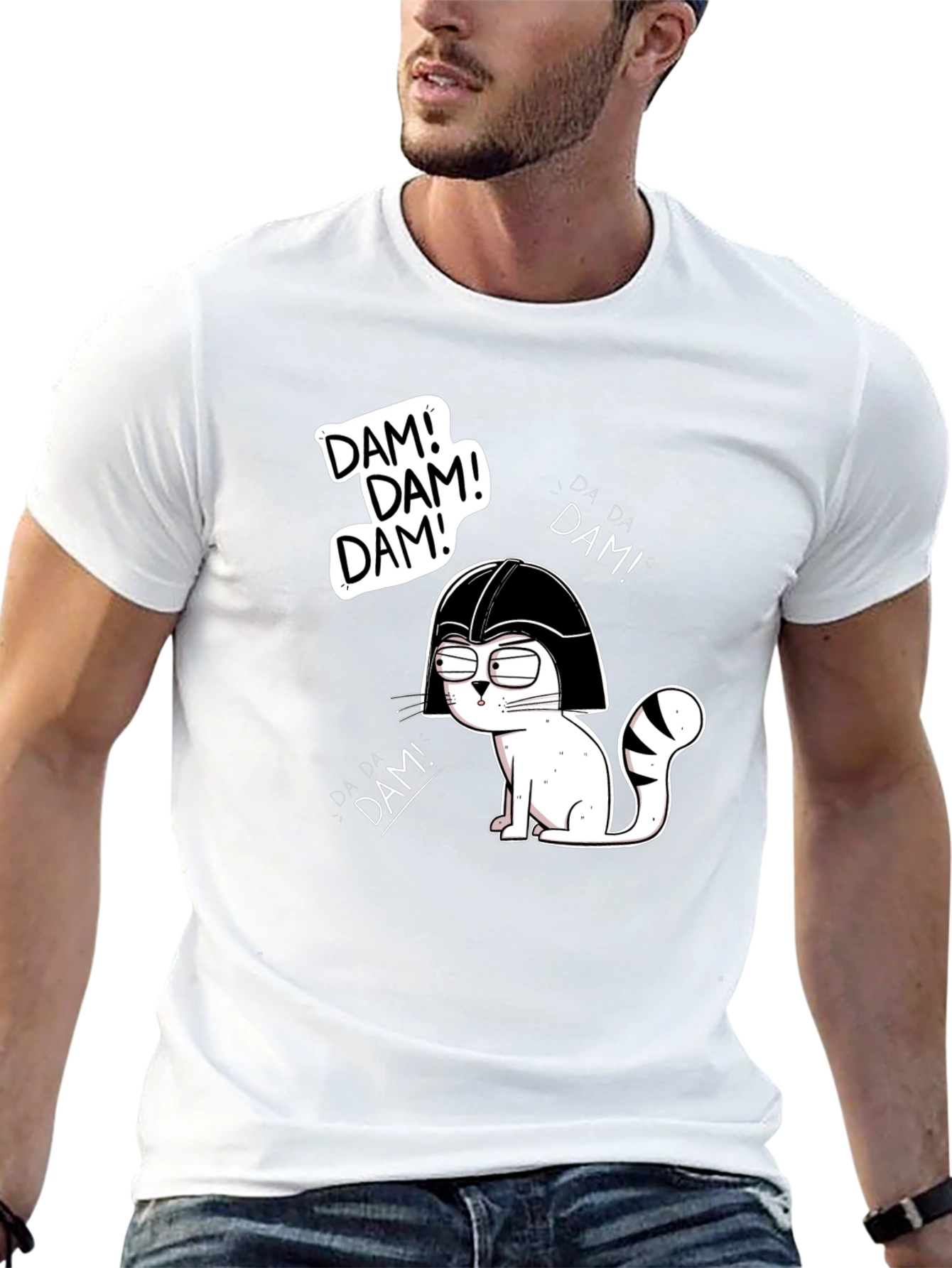 Funny Darth Vader Cat Graphic T-Shirt