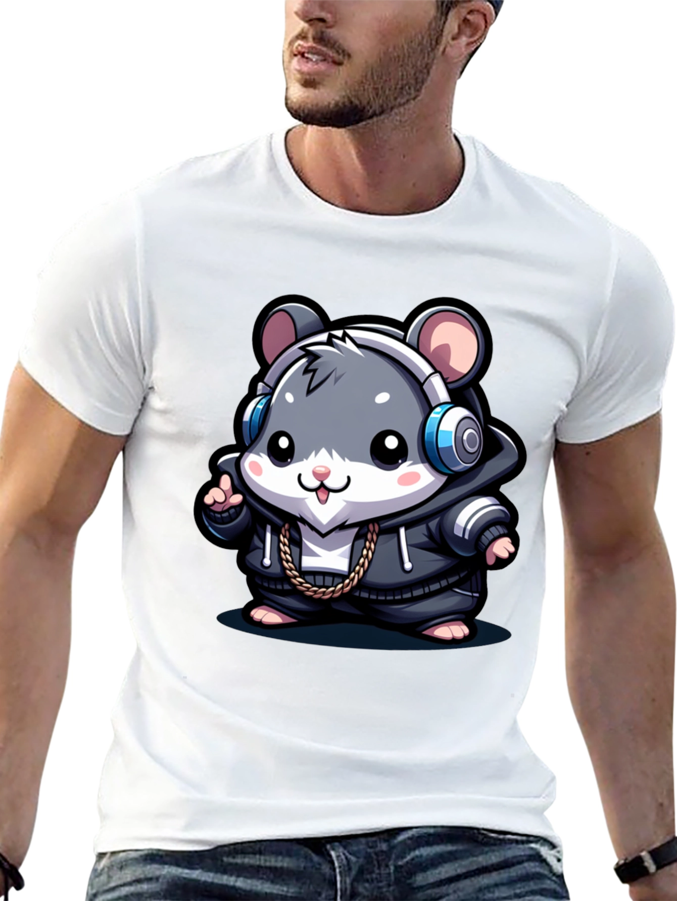Cool Hamster Graphic Tee - Black