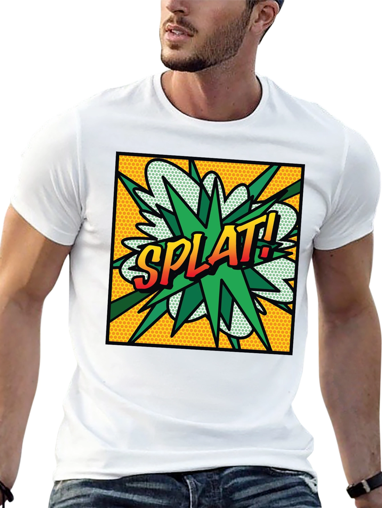 Splat! Comic Style Graphic T-Shirt - Black