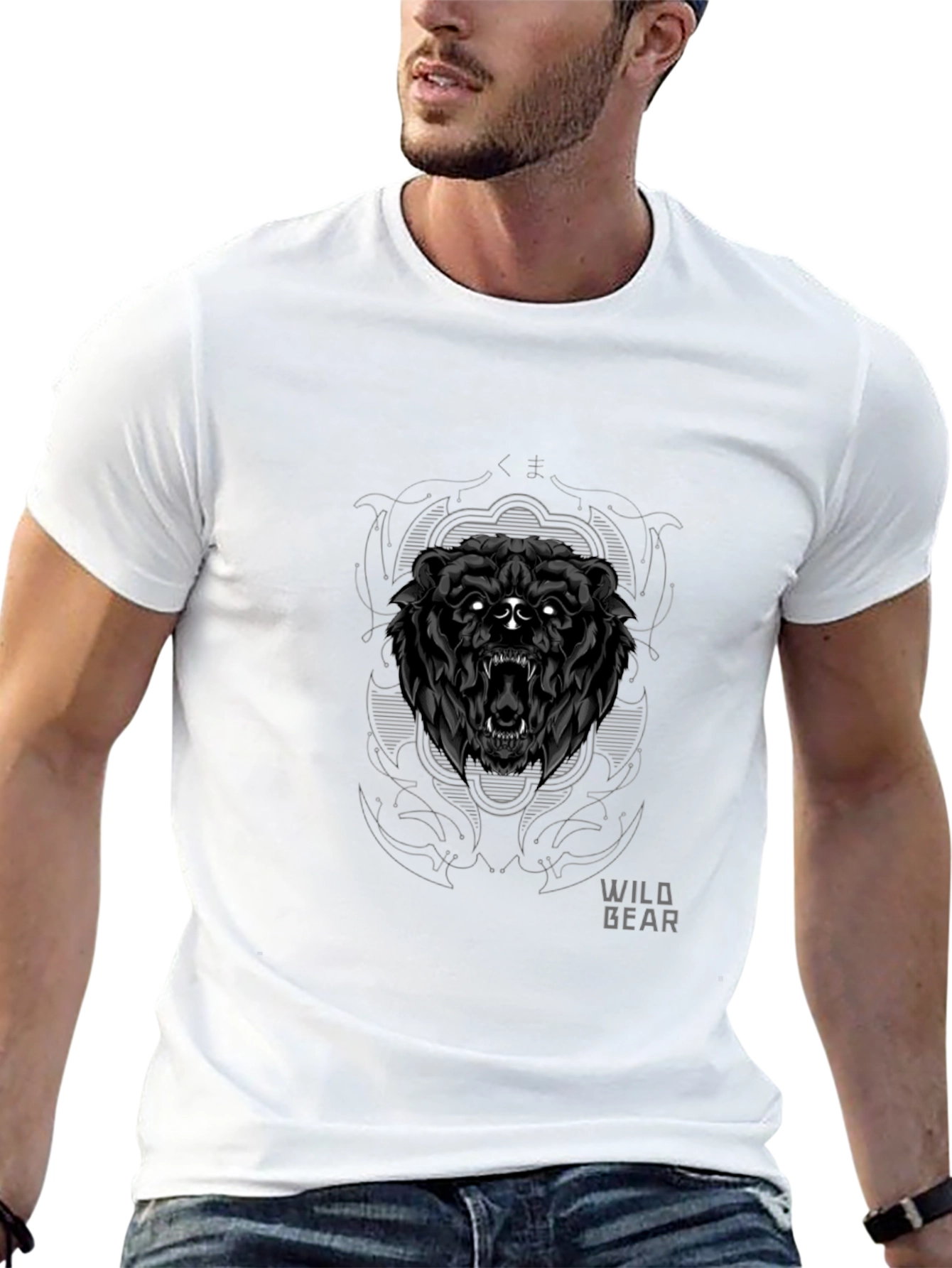 Wild Bear Graphic Tee - Black Cotton T-Shirt