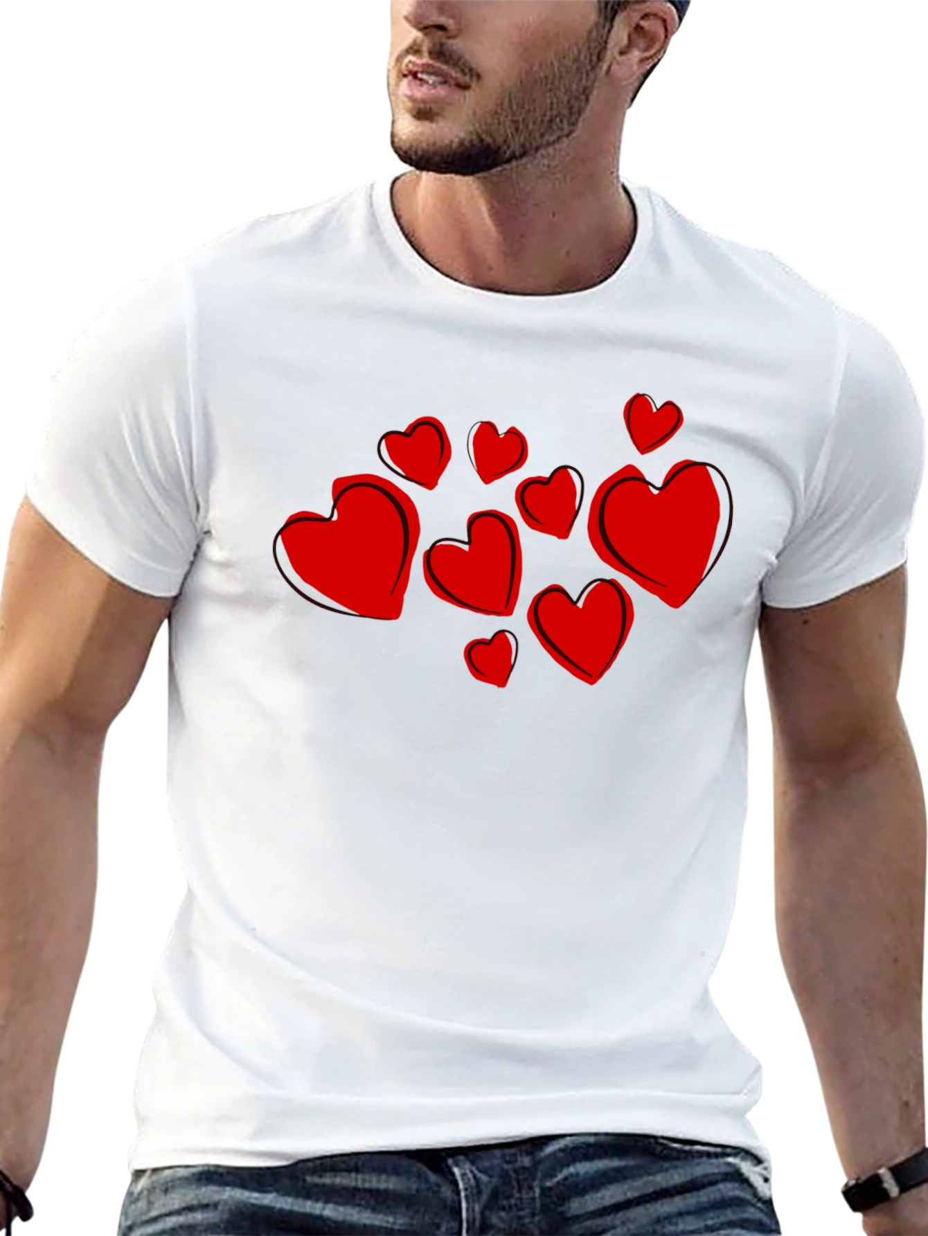 Heart Print Black T-Shirt - Stylish Casual Wear