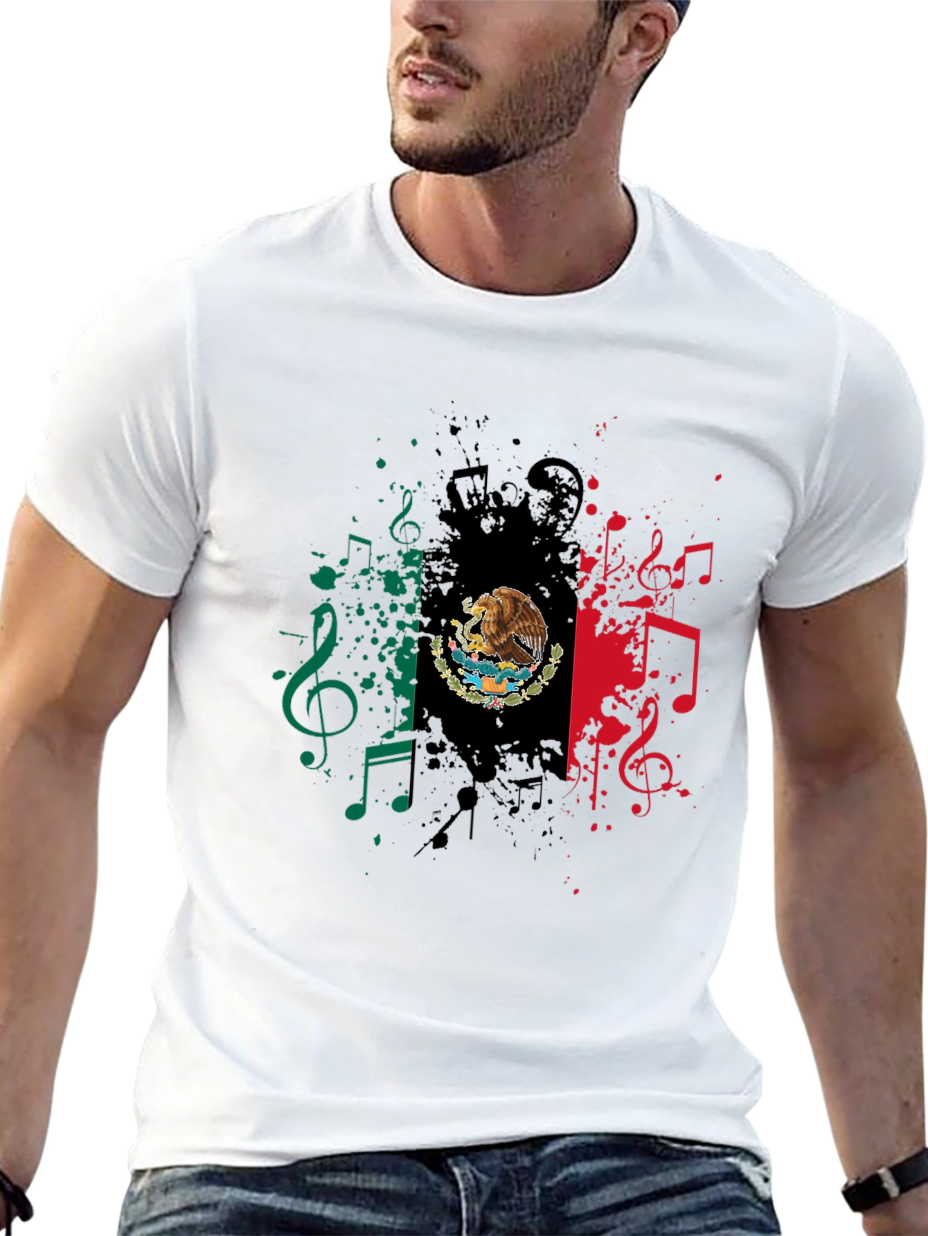 Mexican Flag Music Note Graphic Tee