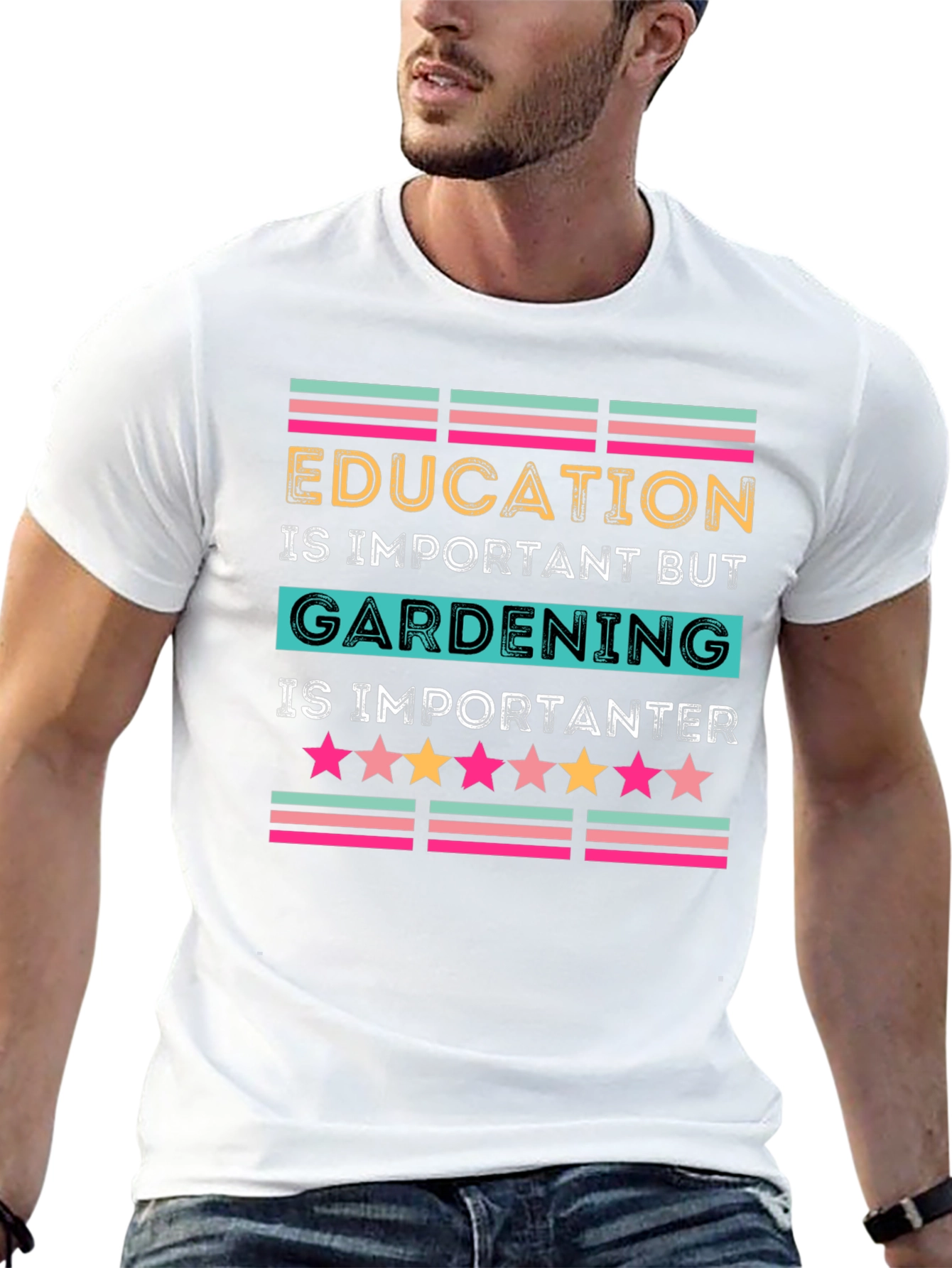 Education vs. Gardening Graphic Tee