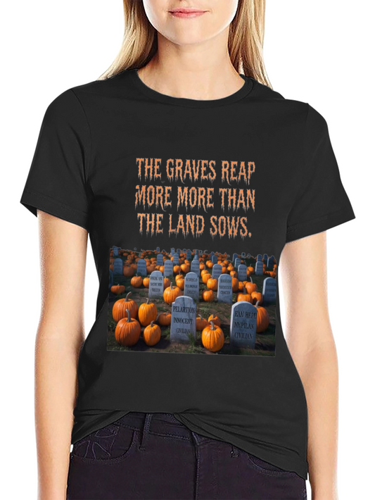Halloween Cemetery Pumpkin Patch Graphic T-Shirt