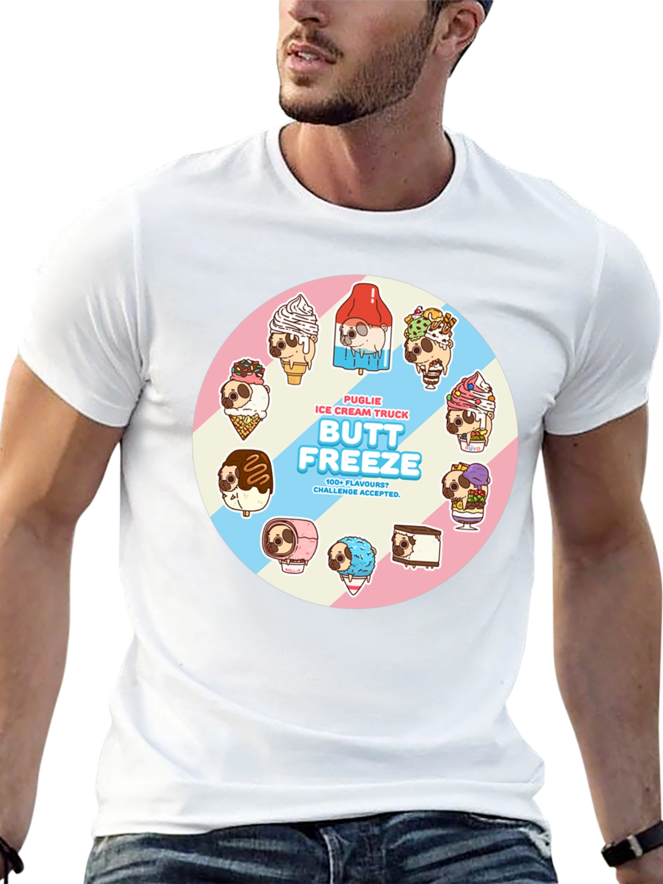 Butt Freeze Ice Cream Pug T-Shirt