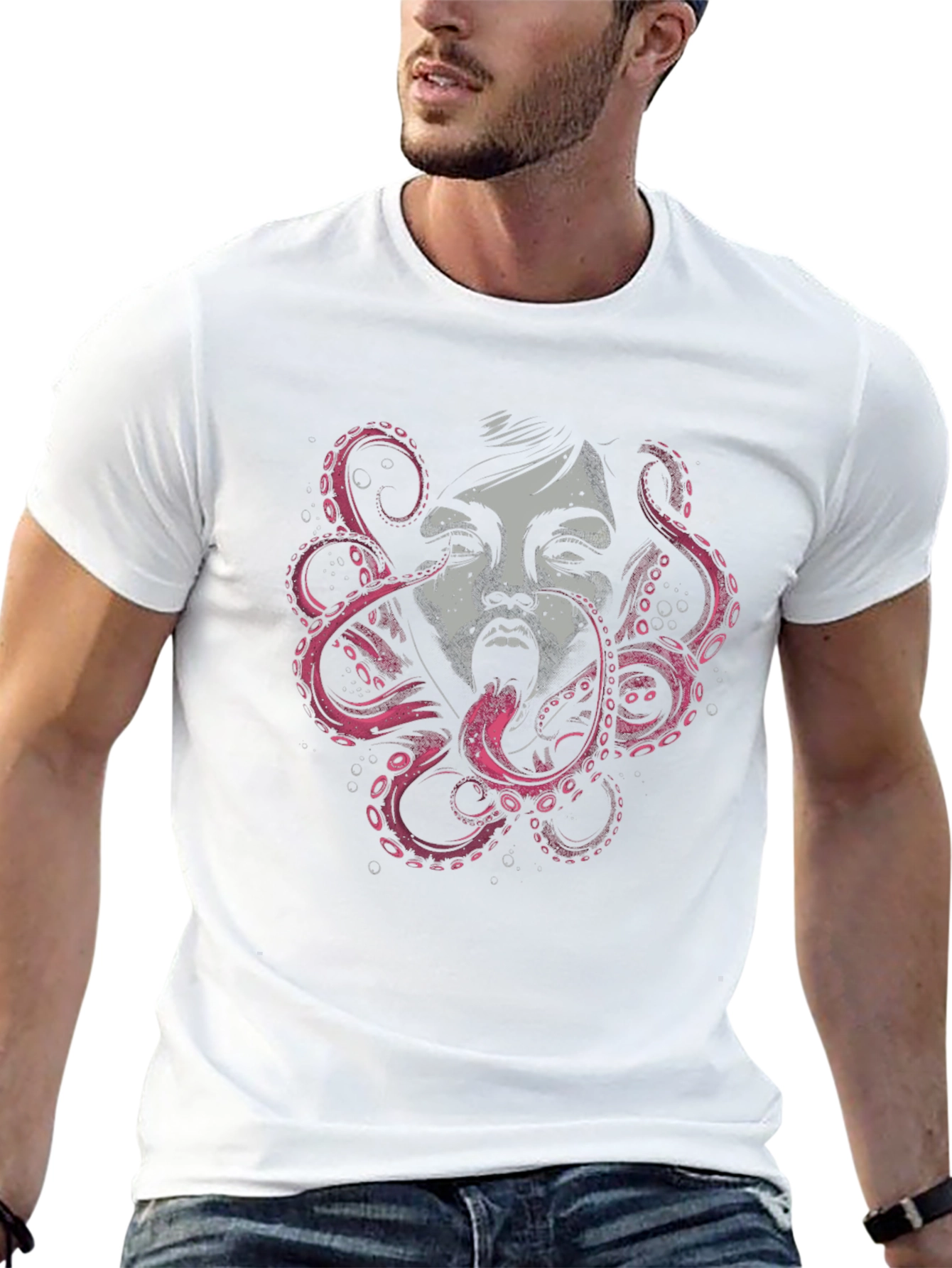 Octopus Woman Graphic Black T-Shirt