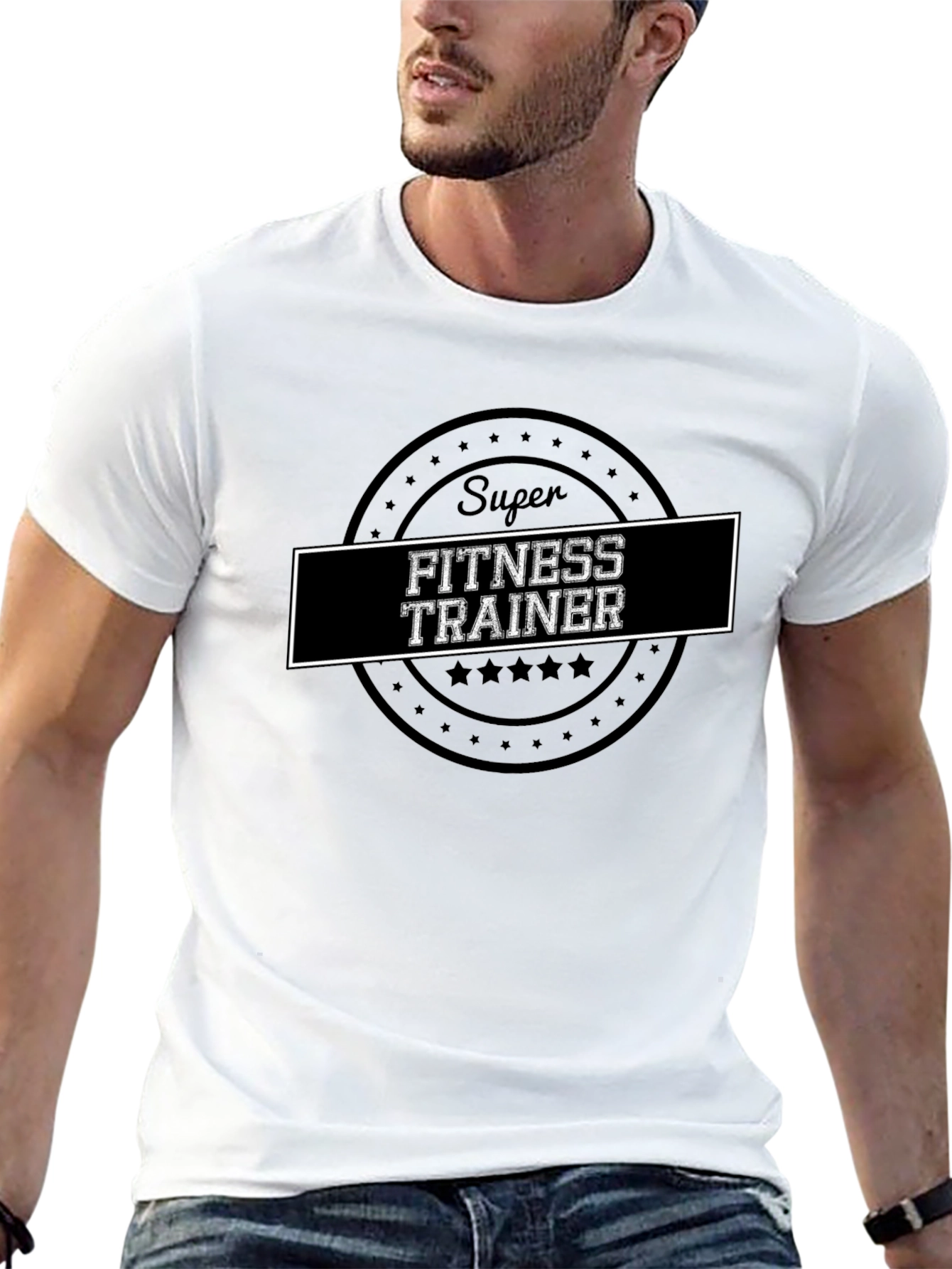 Super Fitness Trainer Graphic Black T-Shirt