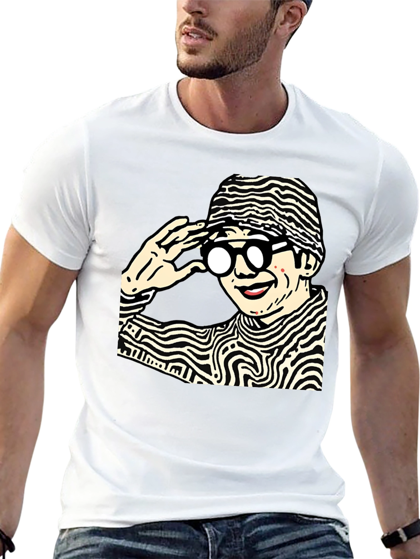 Funky Graphic Print Black Cotton T-Shirt
