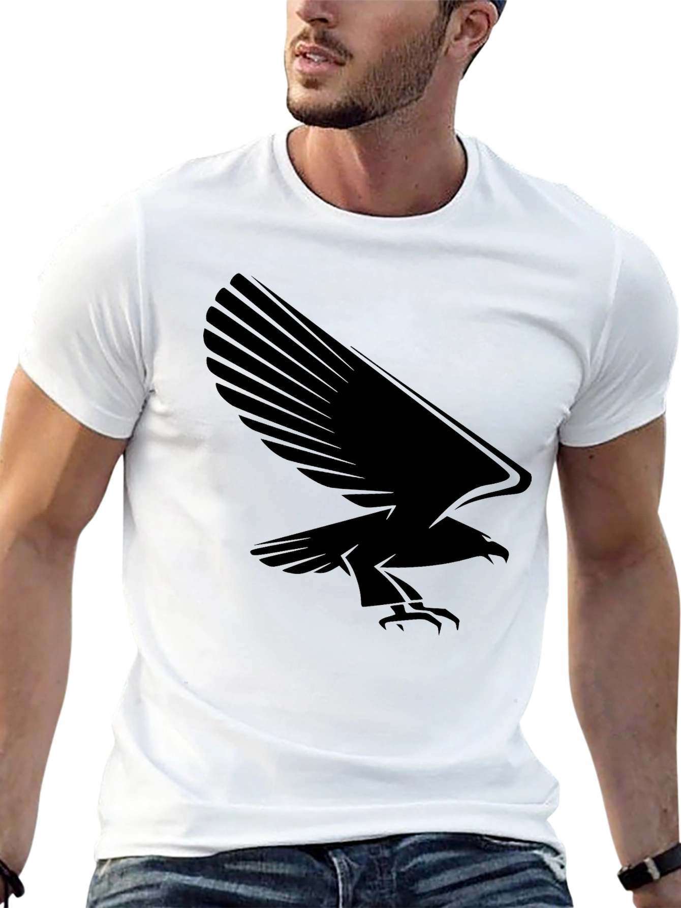 Bold Black Eagle Graphic Tee - Stylish Menswear