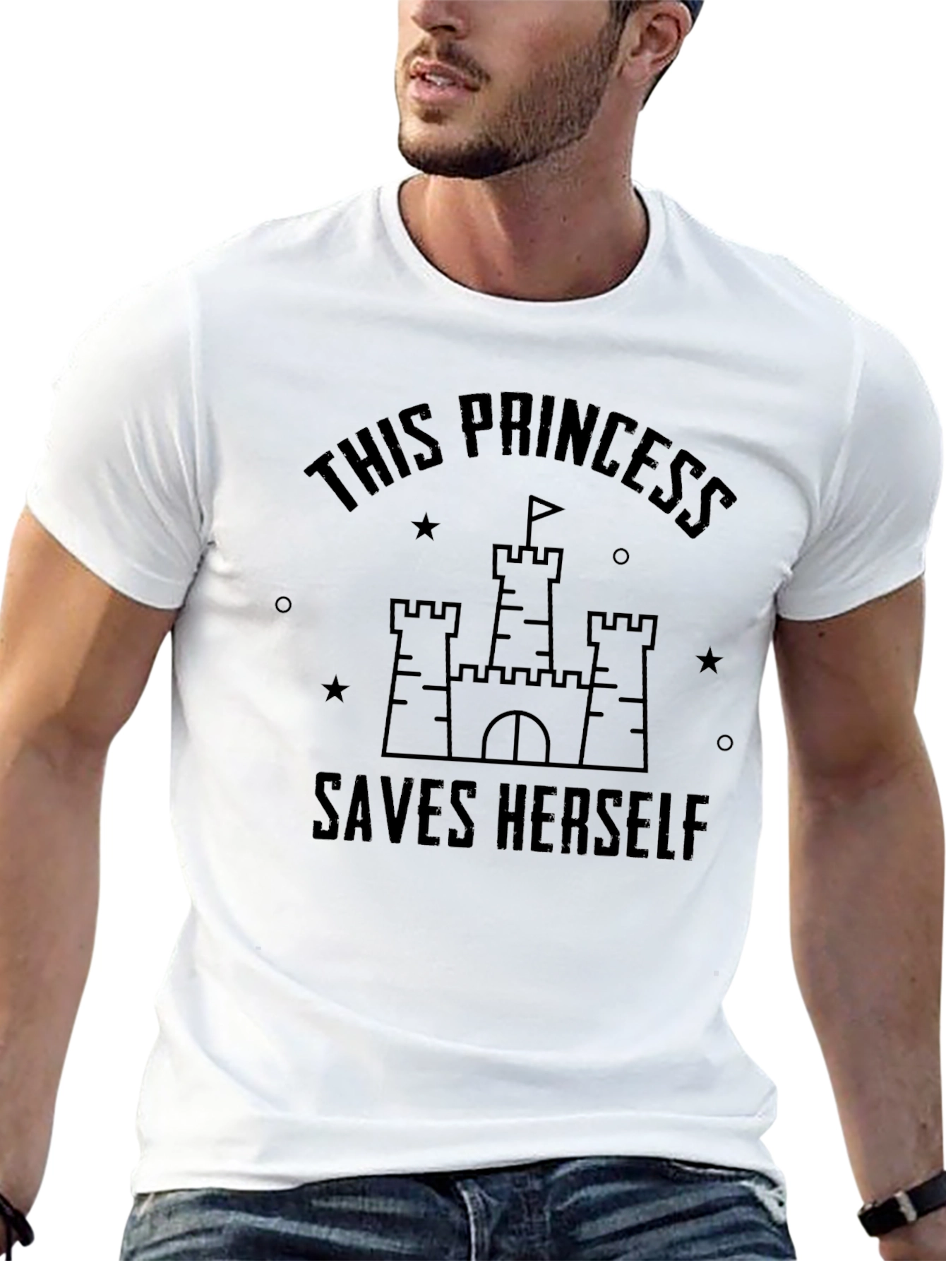 Princess Saves Herself Graphic Tee - Black