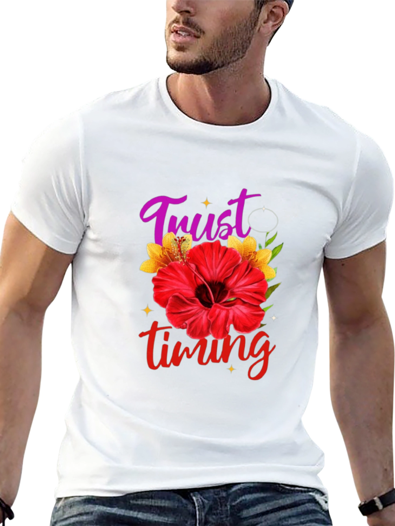Trust Timing Floral Black T-Shirt
