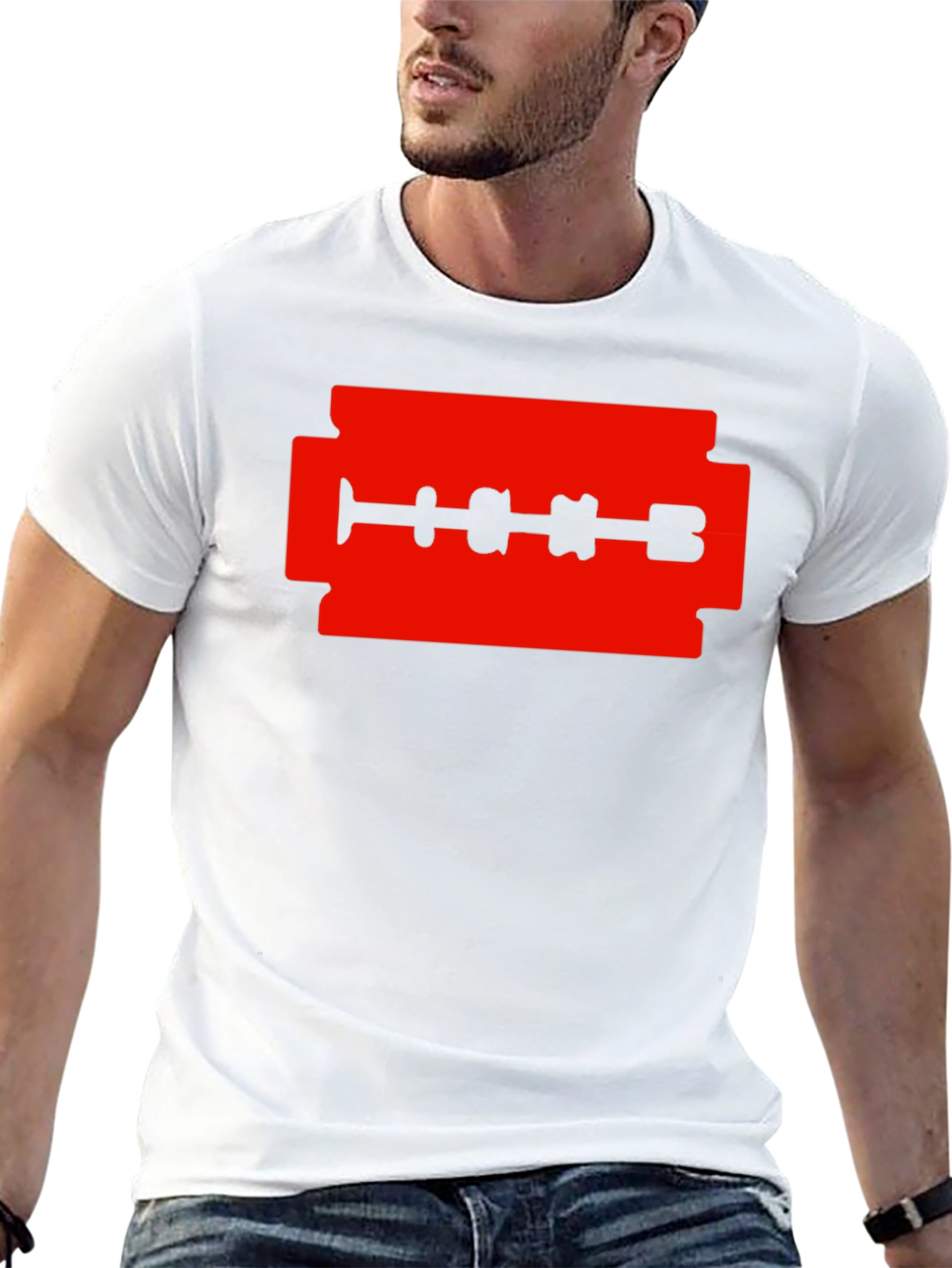 Edgy Razor Blade Graphic T-Shirt - Black