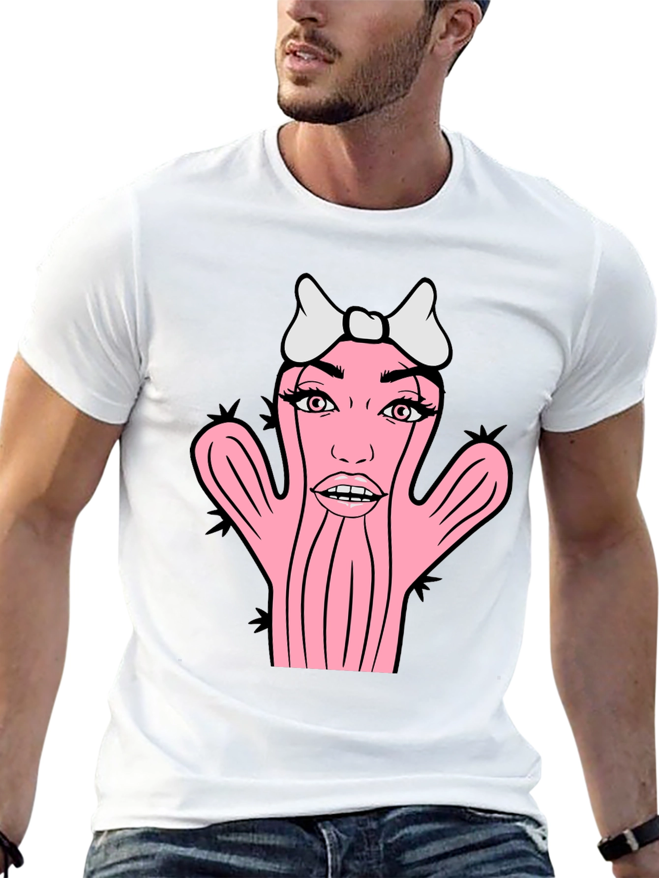 Novelty Cactus Woman Graphic T-Shirt