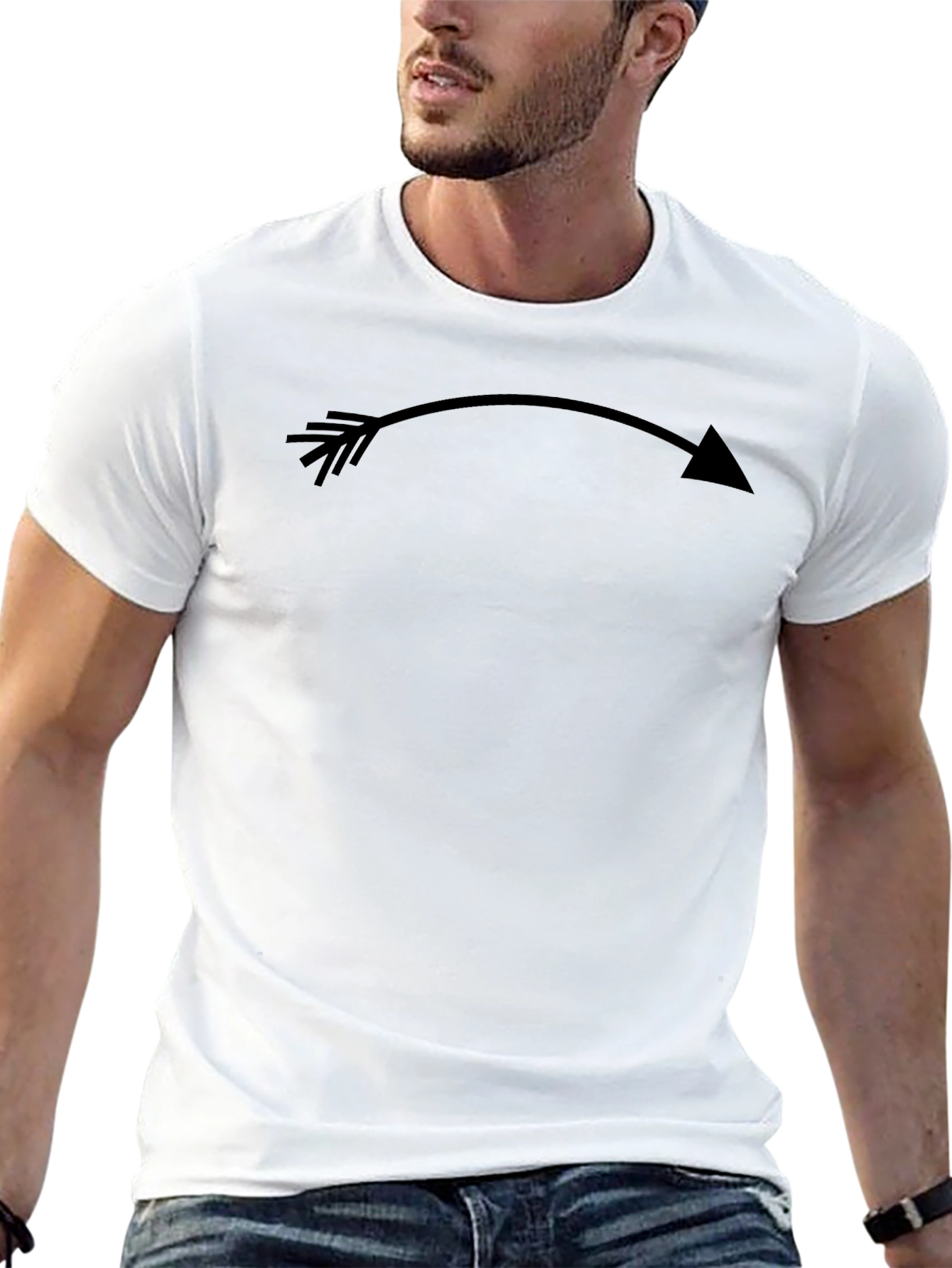 Curved Arrow Graphic Tee - Stylish Comfort