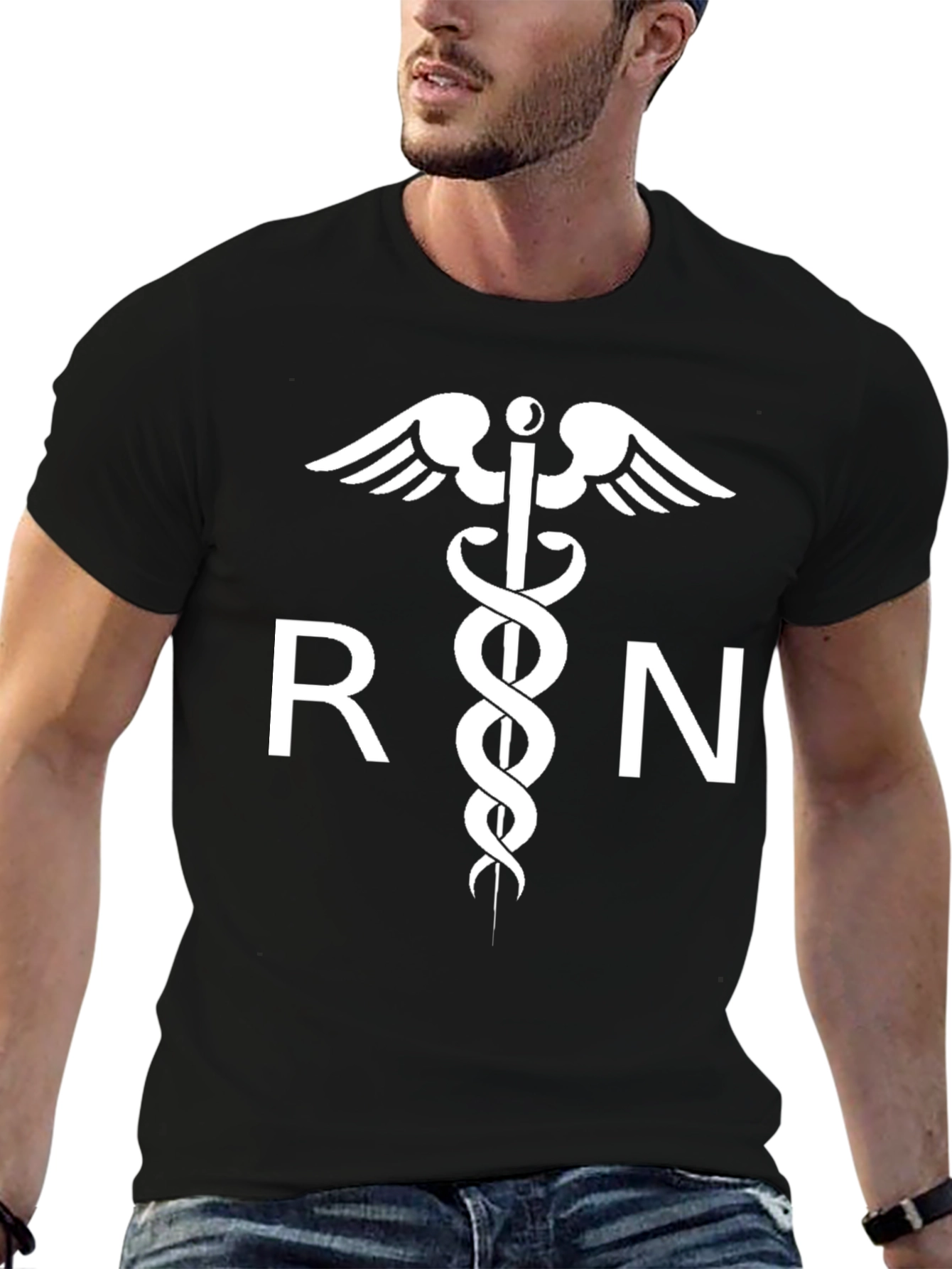 RN Caduceus Symbol Graphic Tee - Black