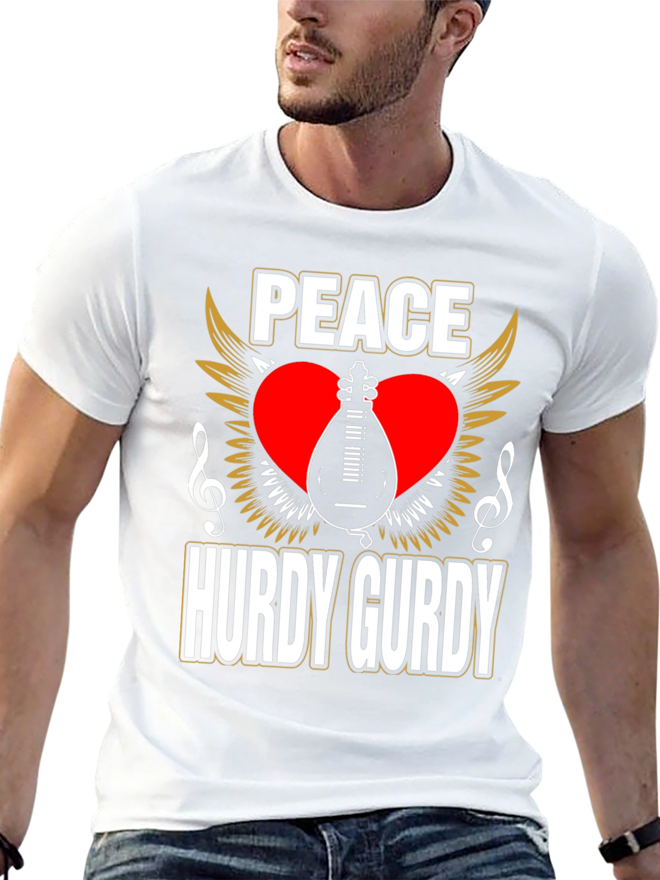 Peace Hurdy Gurdy T-Shirt - Musical Instrument Design