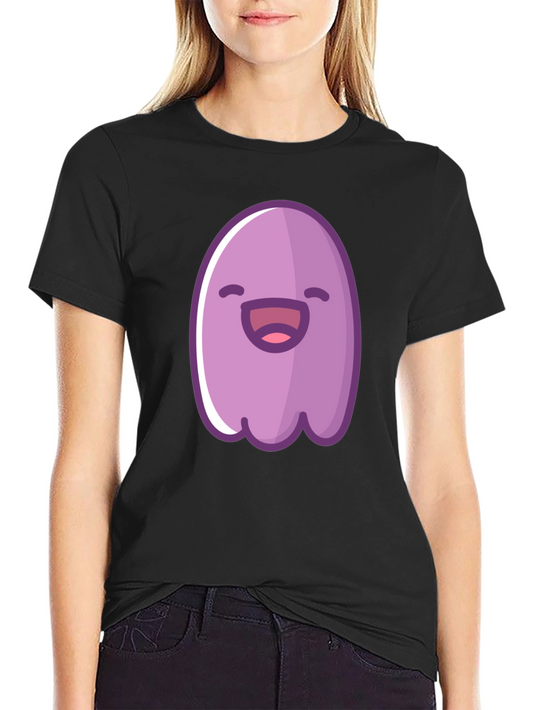 Cute Cartoon Ghost Graphic Black T-Shirt