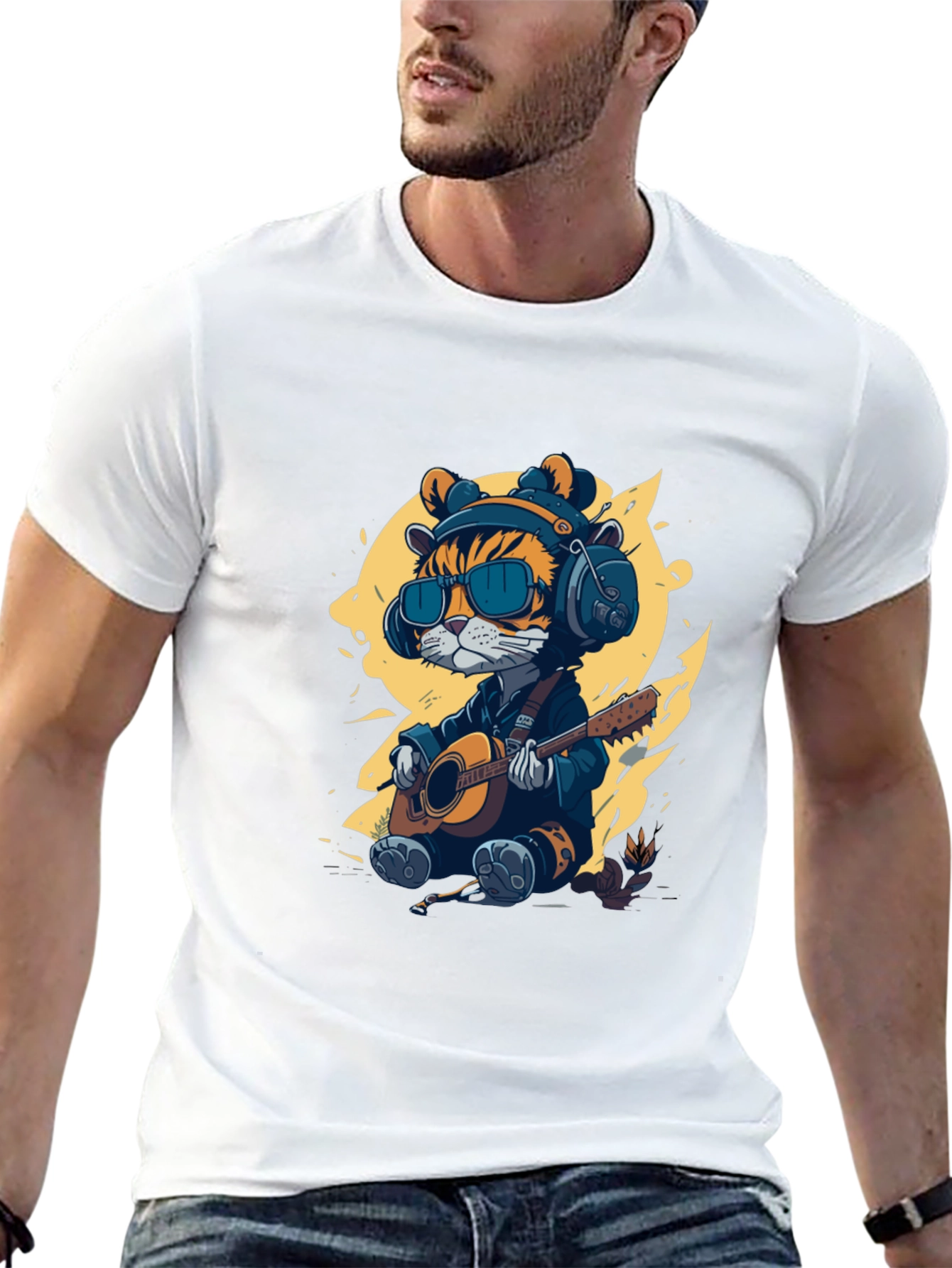 Cool Cat Guitar Player T-Shirt