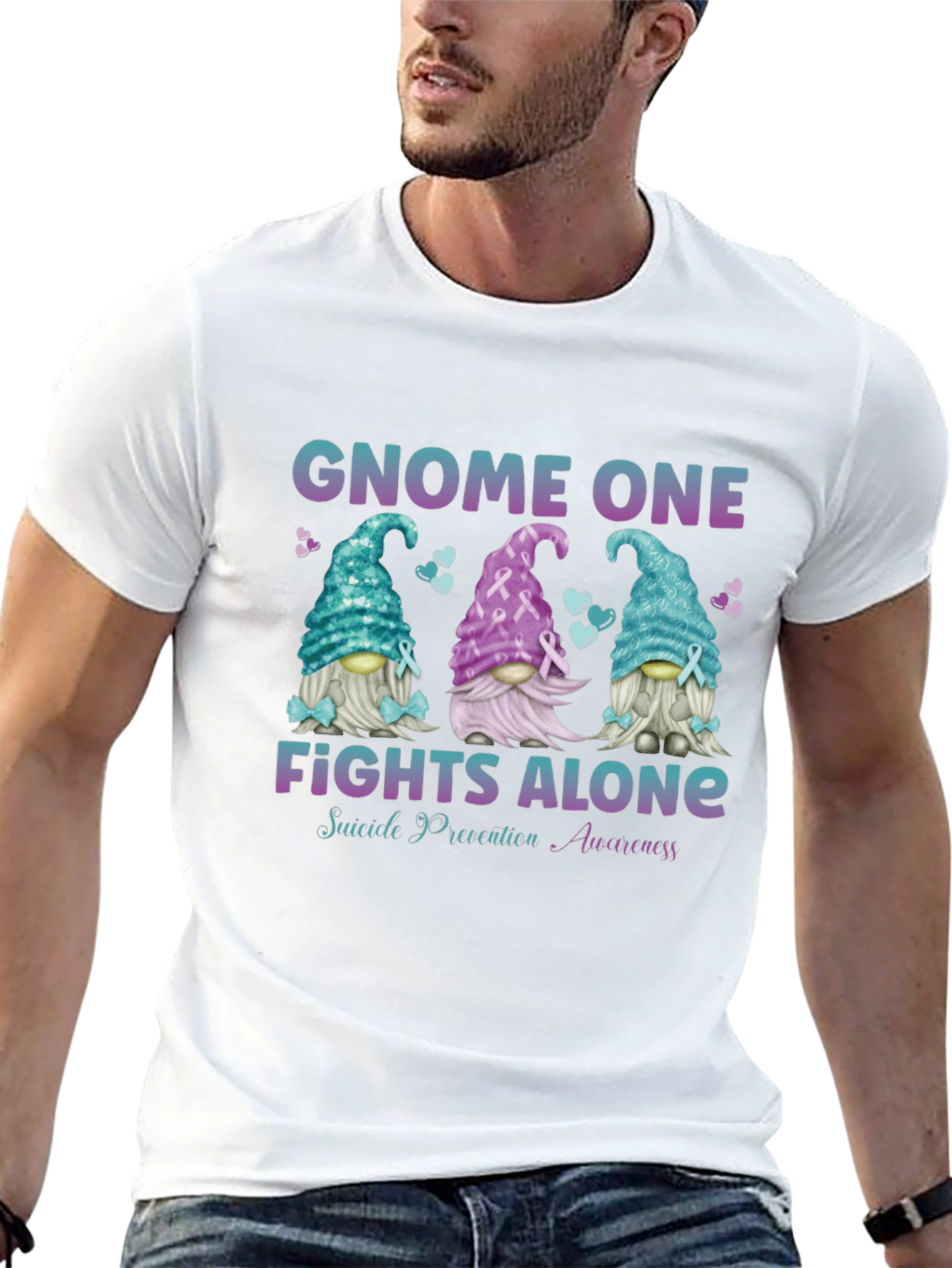 Gnome One Fights Alone Suicide Prevention Awareness T-Shirt