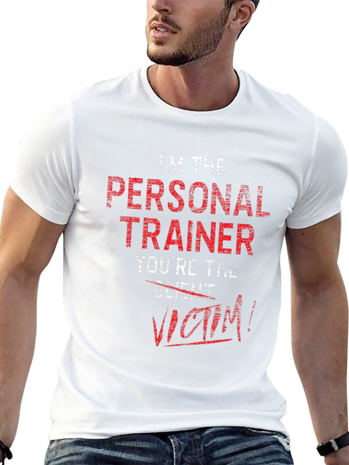 Personal Trainer Victim T-Shirt Funny Gym Workout Tee