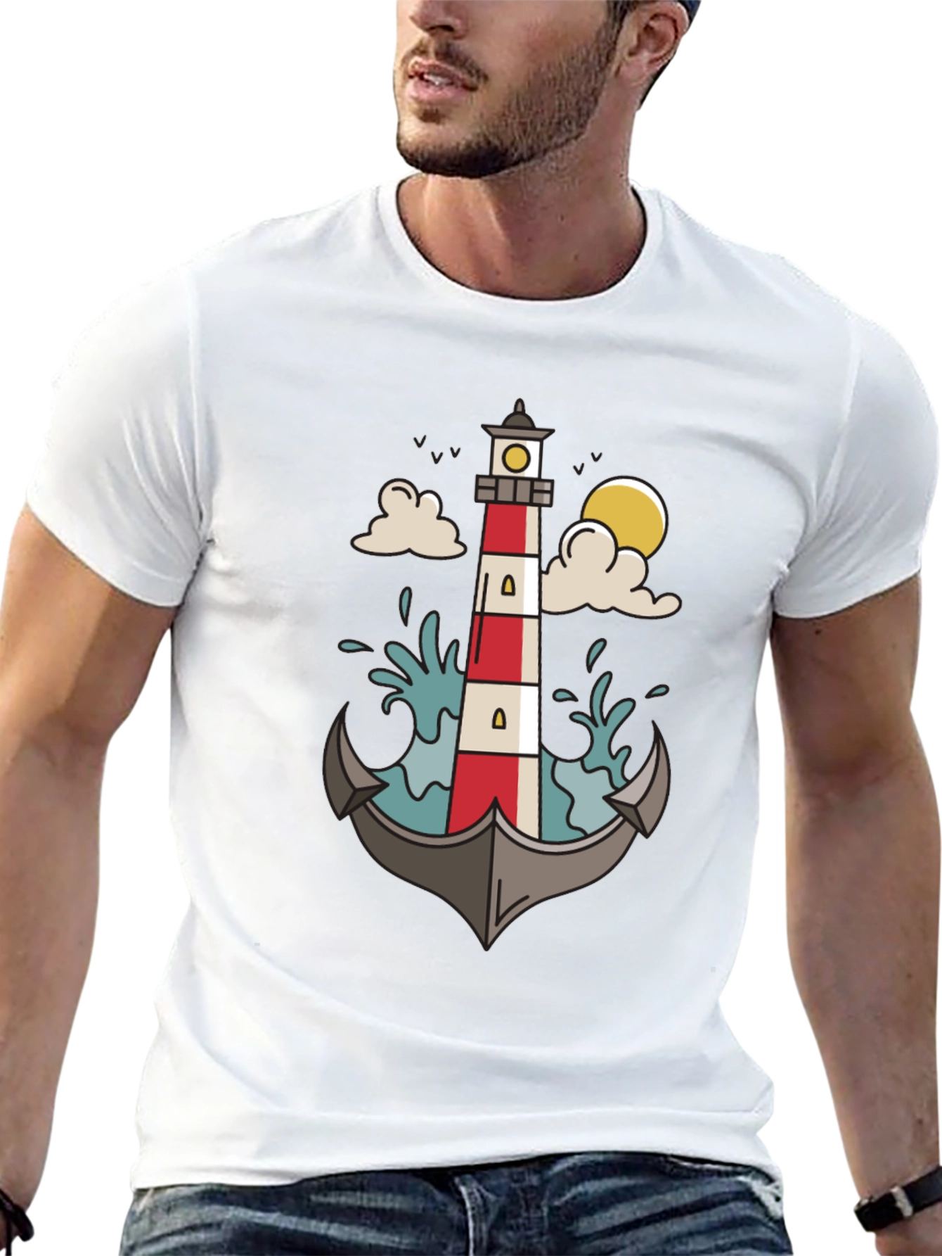 Nautical Lighthouse Anchor Graphic Tee