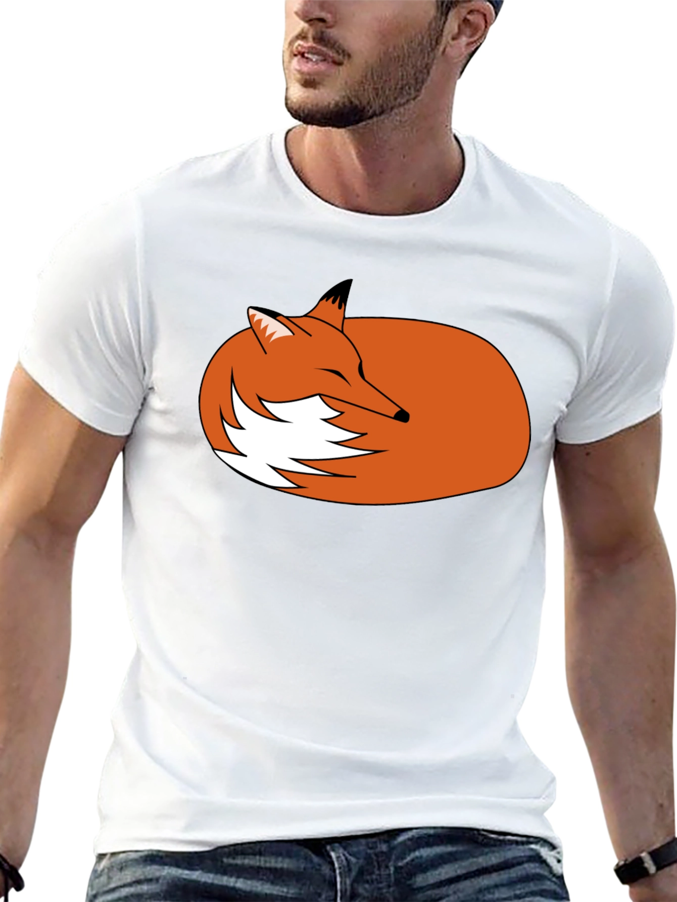 Sleeping Fox Graphic Tee - Black Unisex T-Shirt