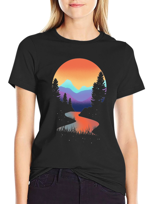 Mountain River Graphic Tee - Black