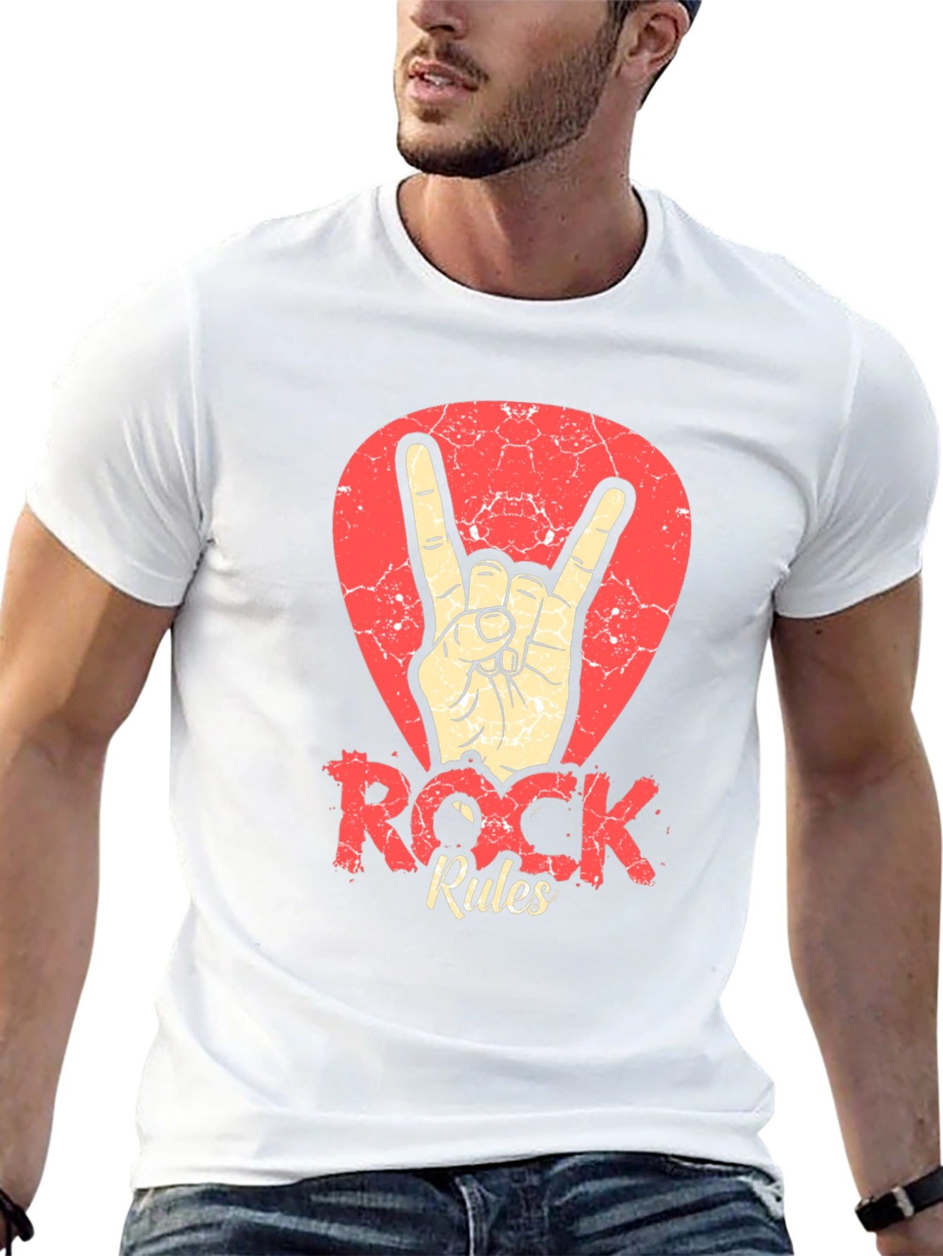 Rock Rules T-Shirt - Black Crew Neck Tee
