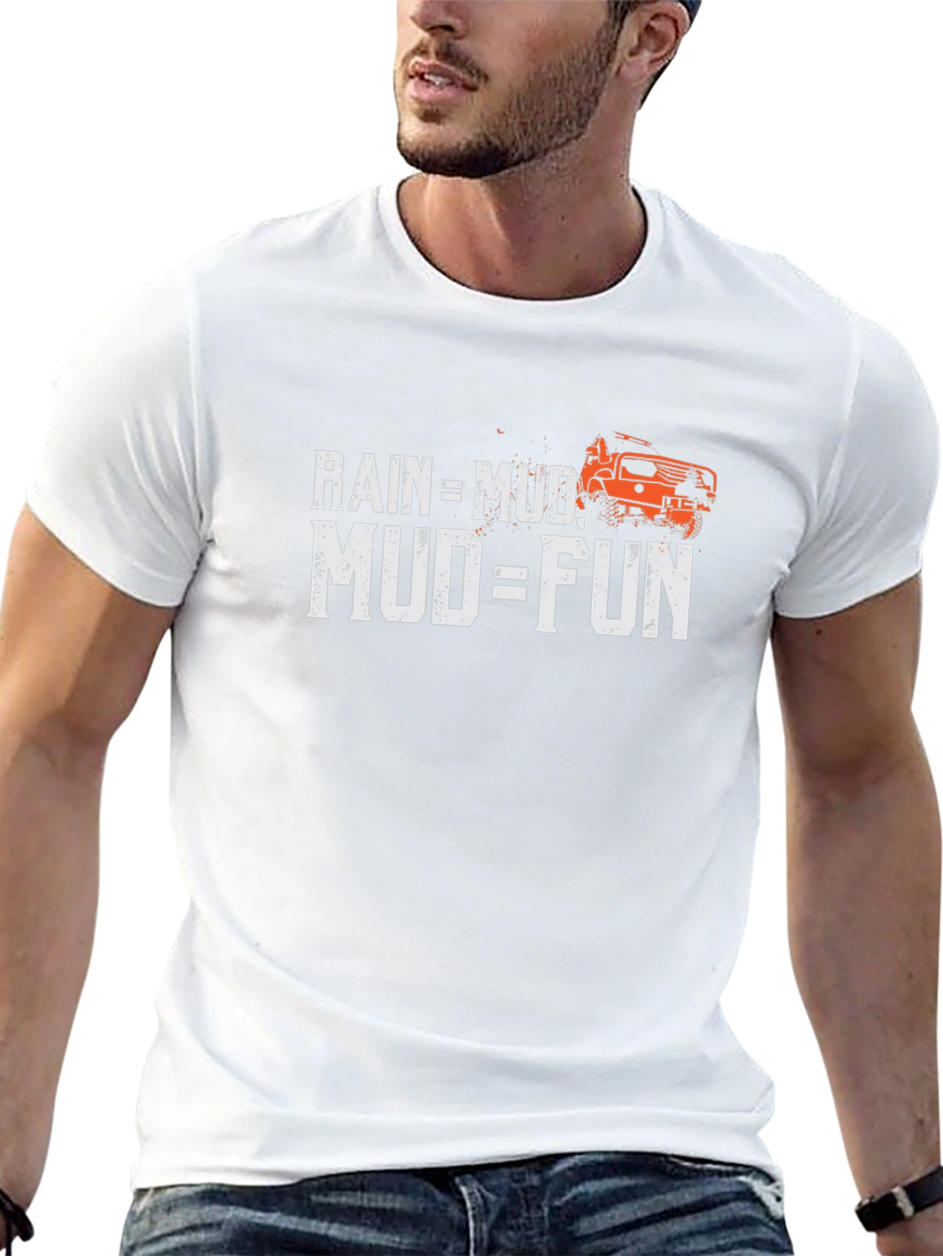 Rain = Mud Mud = Fun Black Graphic T-Shirt
