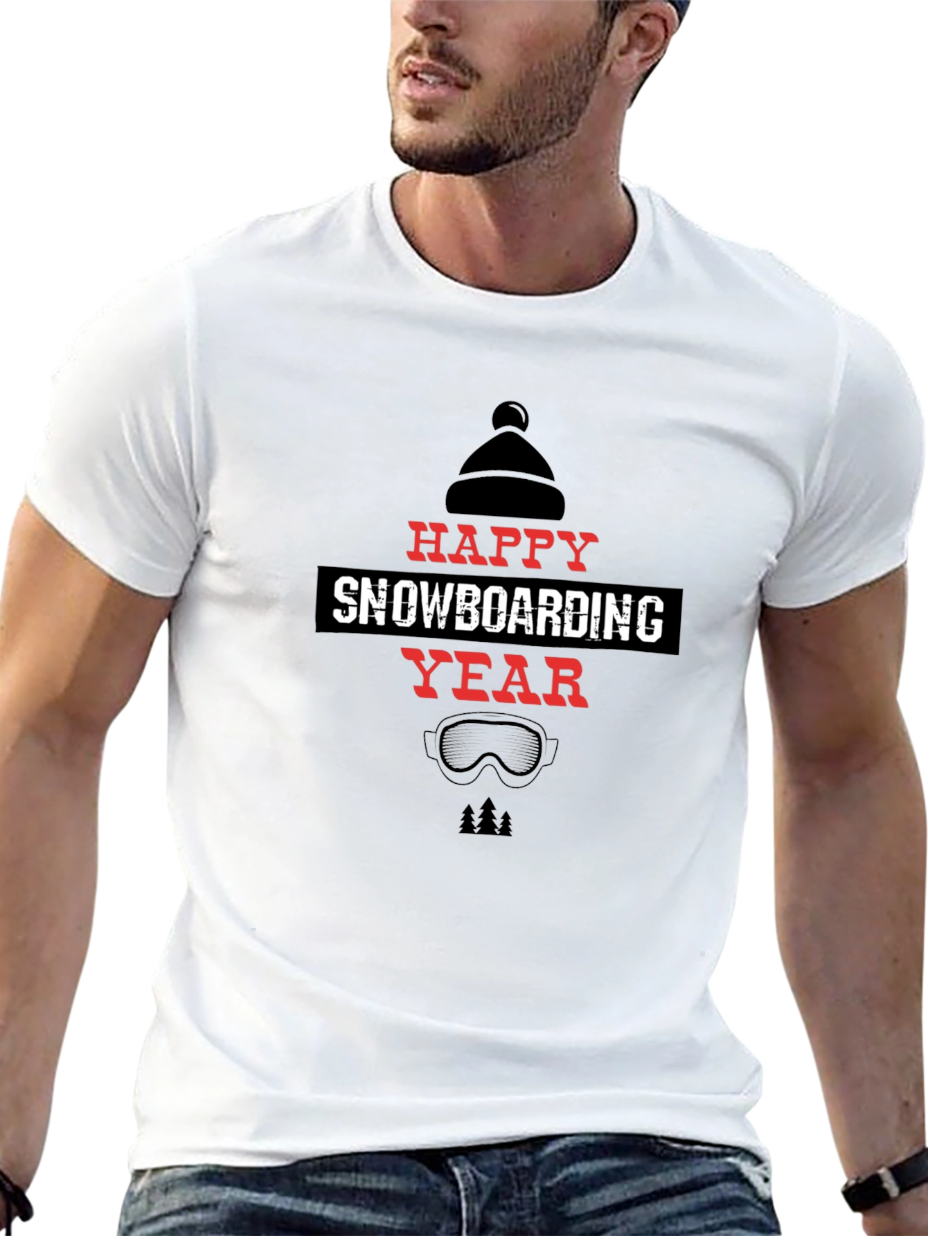 Happy Snowboarding Year Black T-Shirt