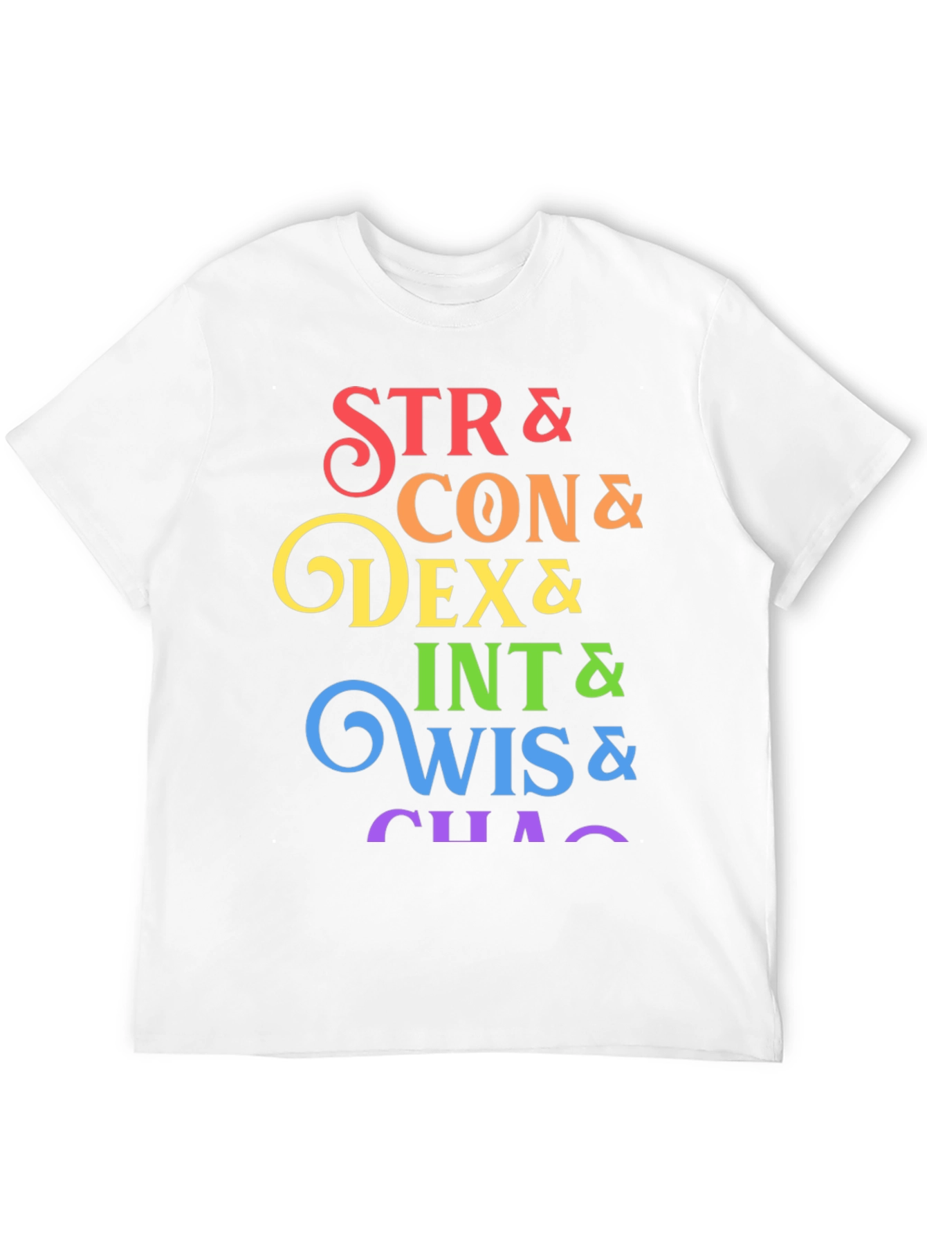 D&D Stats Rainbow Graphic Black T-Shirt