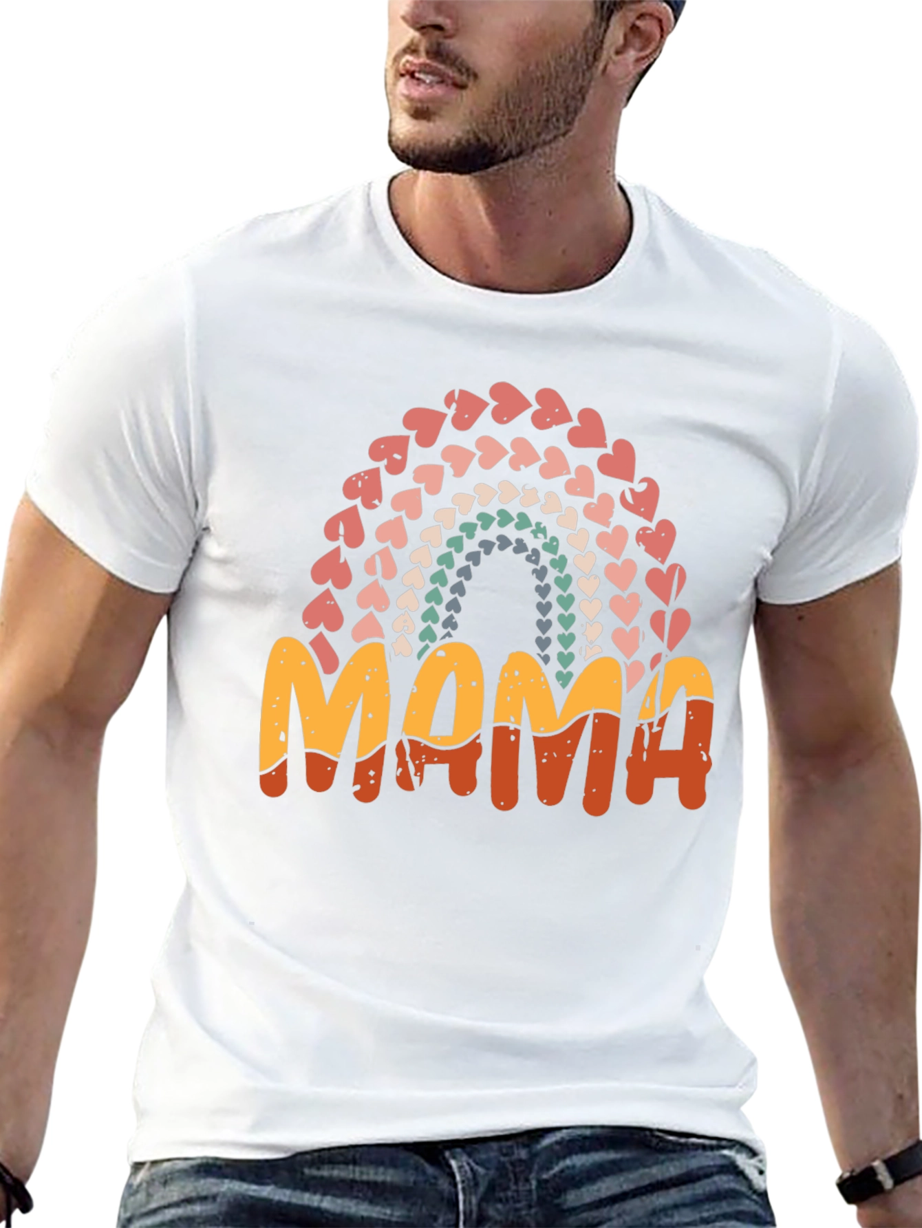 Retro Mama Heart Rainbow T-Shirt