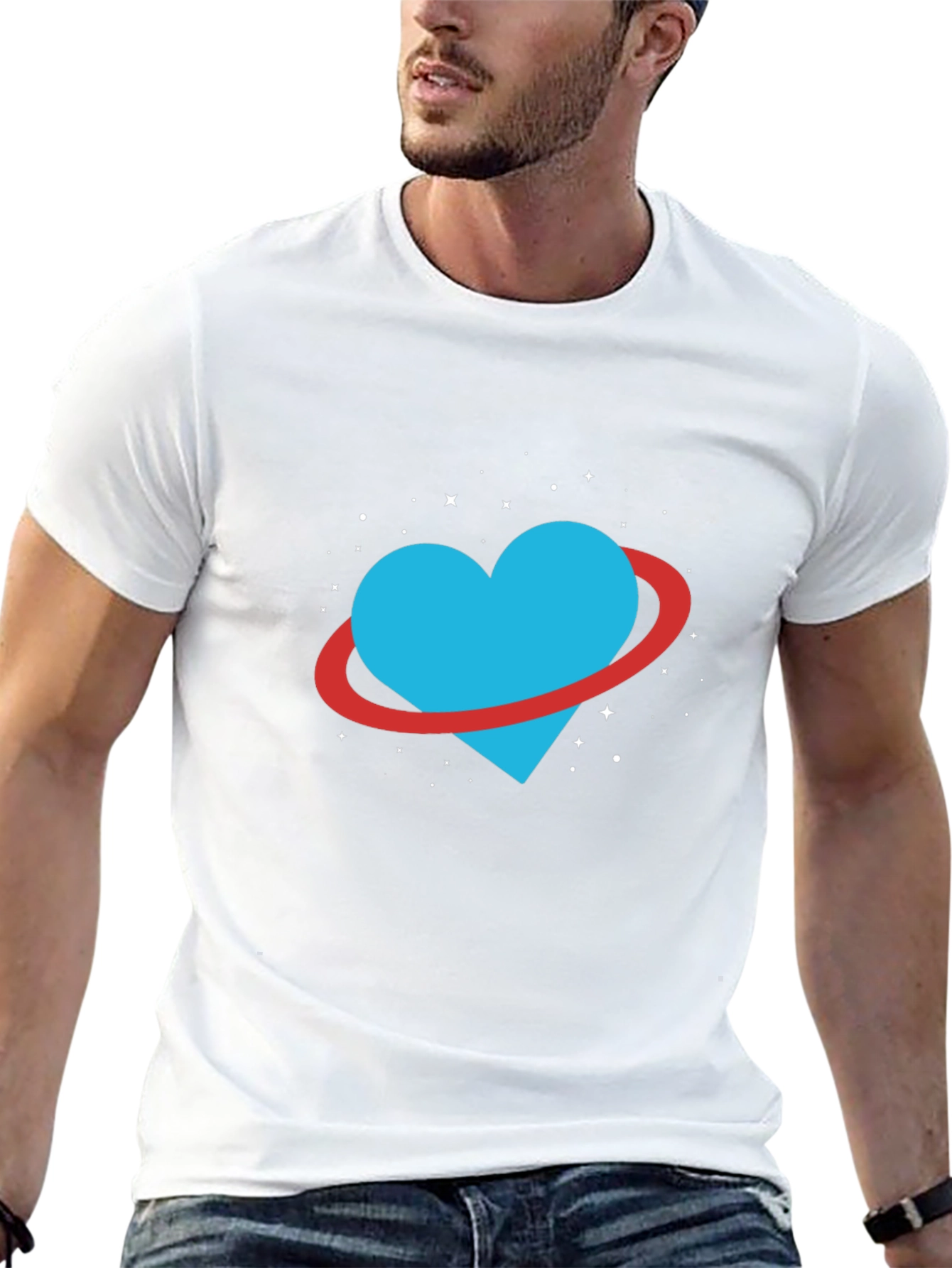 Heart Planet Graphic Black T-Shirt