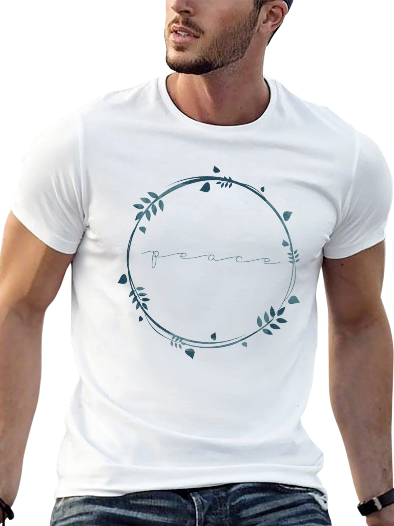 Peace Wreath Graphic T-Shirt - Black