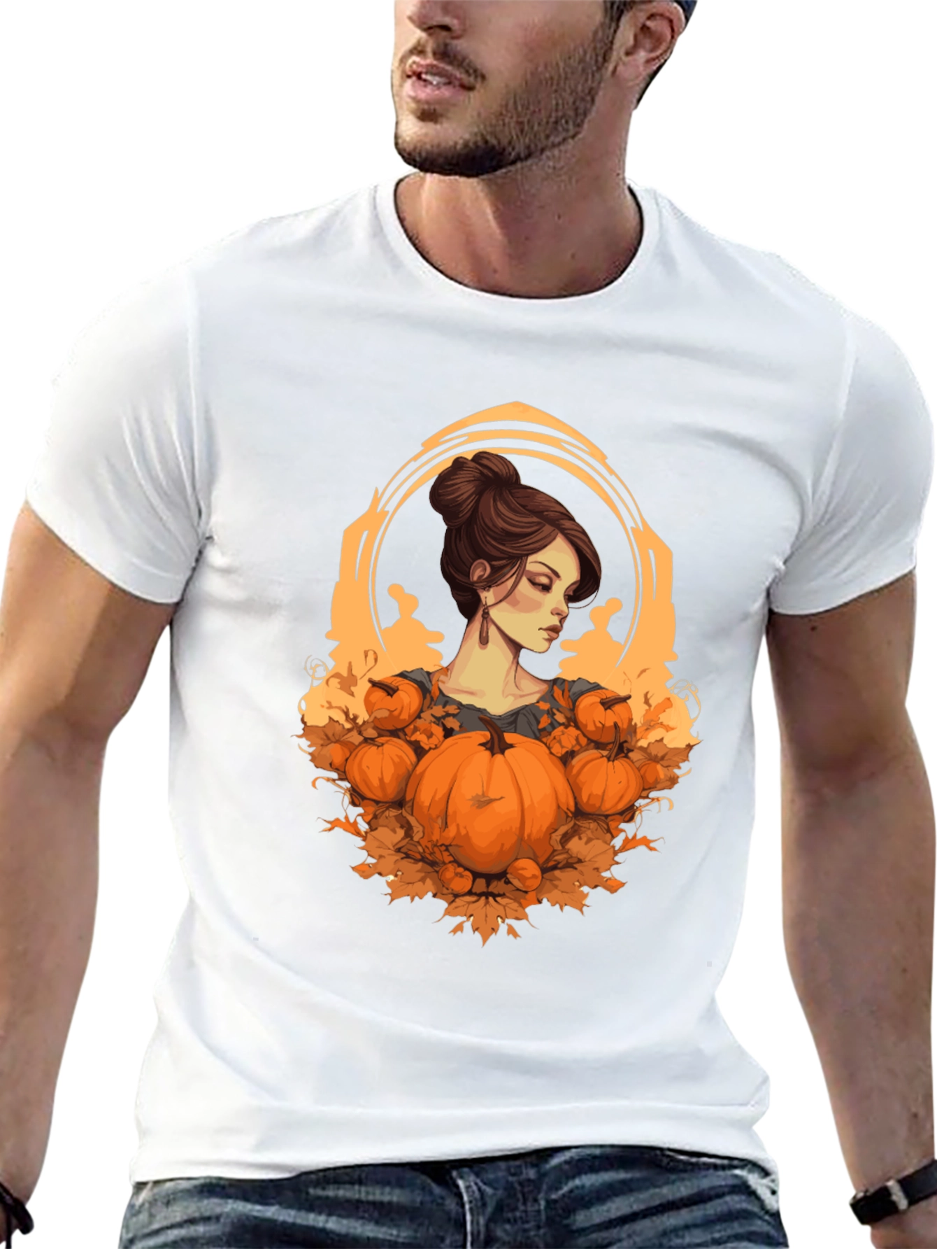 Autumn Lady Pumpkin Graphic Tee