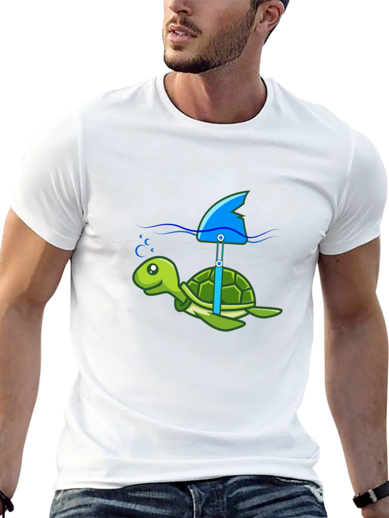 Turtle Shark Fin Funny T-Shirt
