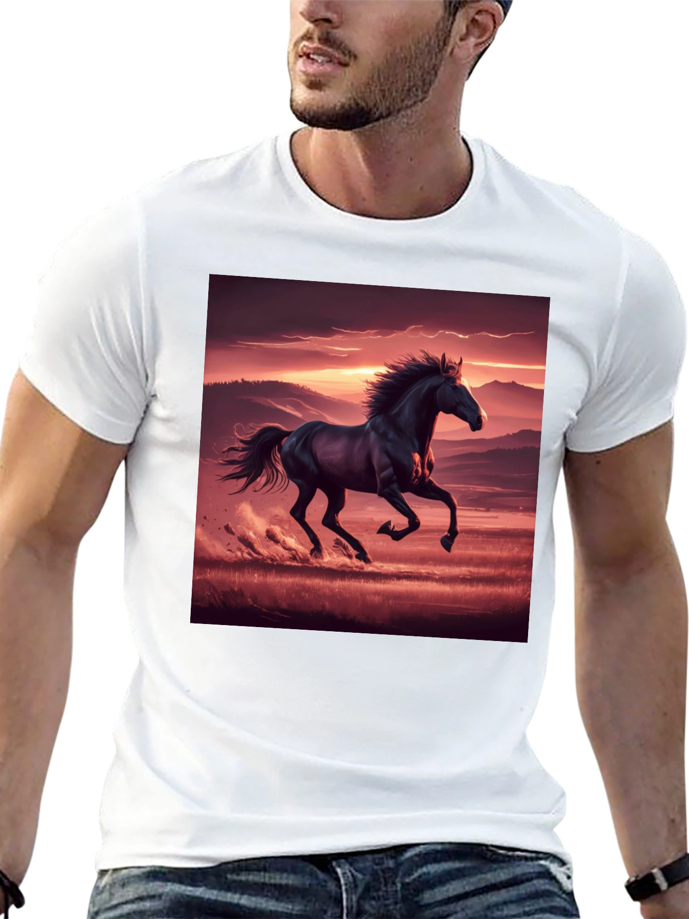 Black Horse Sunset Graphic Tee