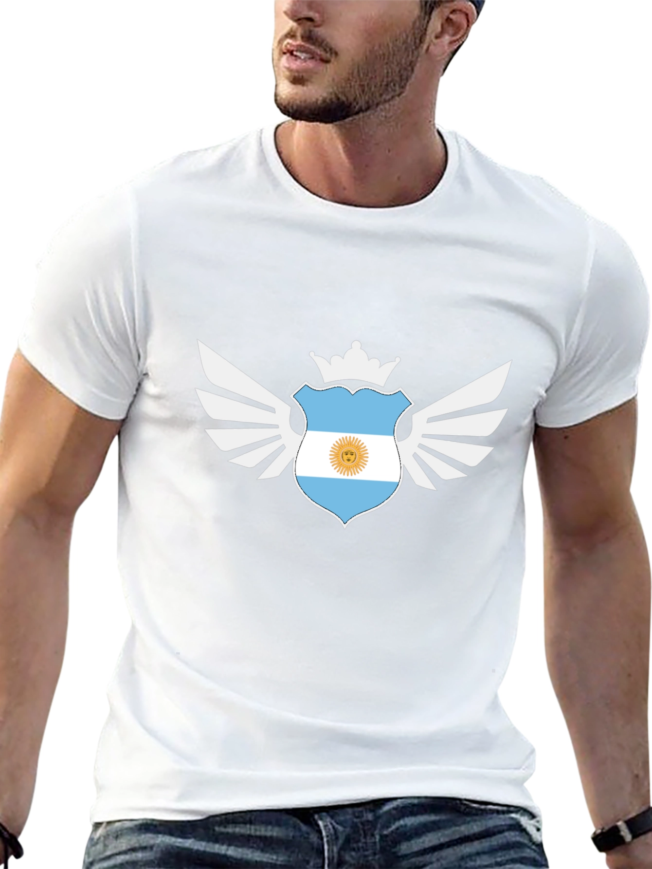 Argentinian Pride Graphic Tee - Black Cotton T-Shirt