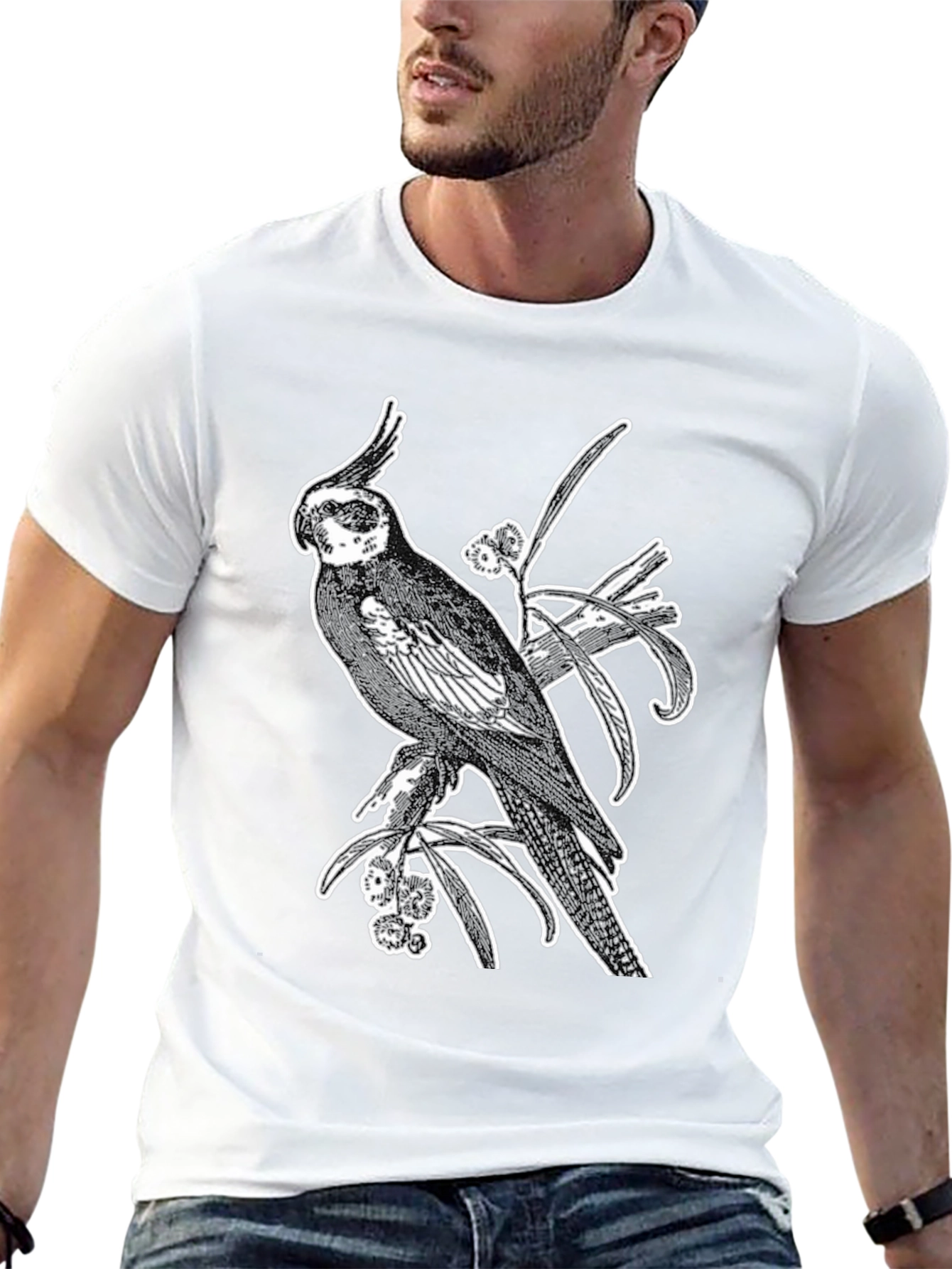 Cockatiel Graphic T-Shirt - Black Cotton Tee